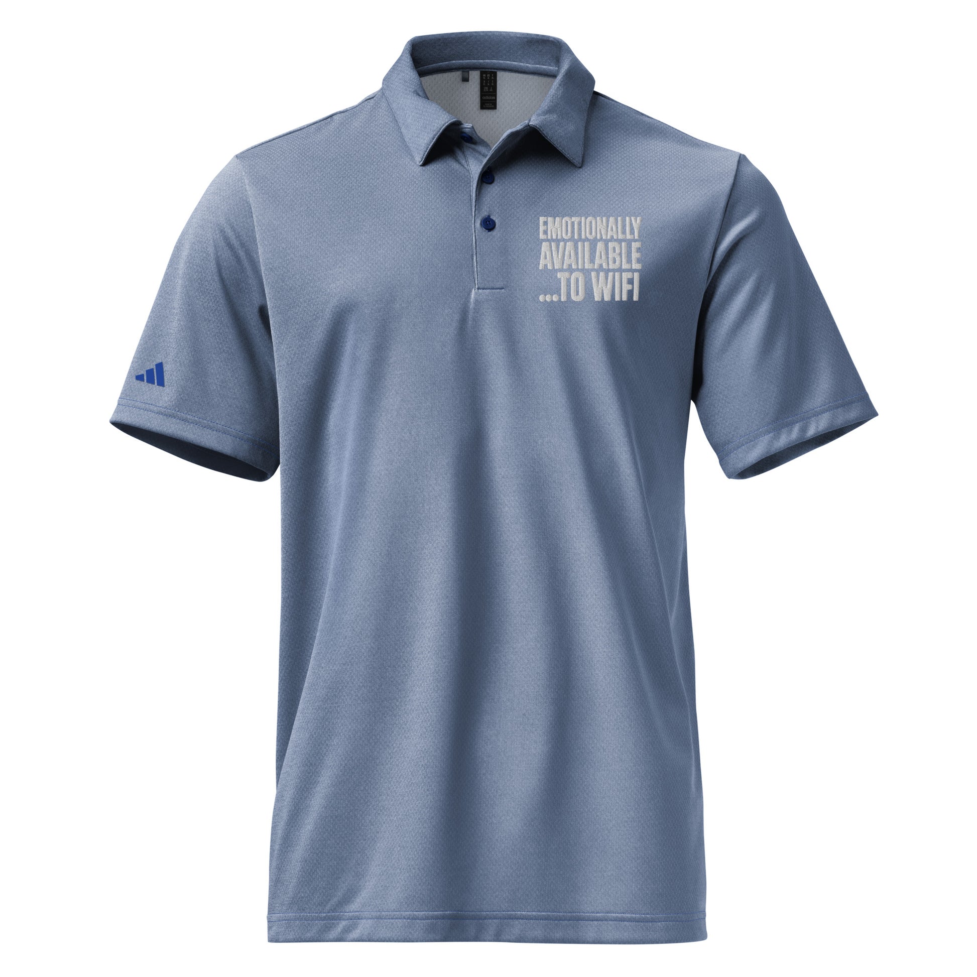 Emotionally Available... to WiFi sarcastic t-shirt - collegiate royal melange, front view