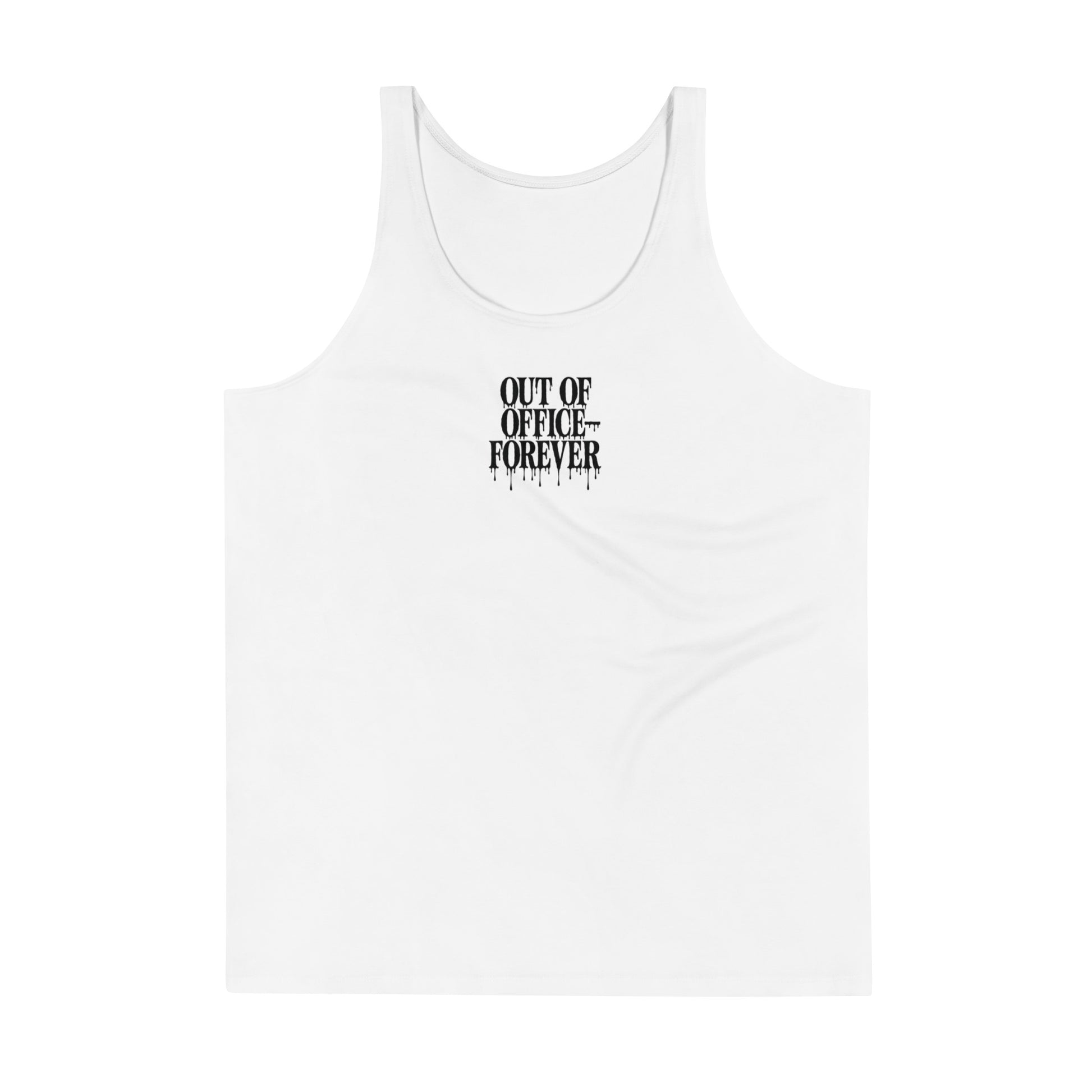 Out of Office — Forever - Sarcastic Tank Top | PureSarcasm in Print Mens Tank - Front View | Sarcastic Tank top | PureSarcasm