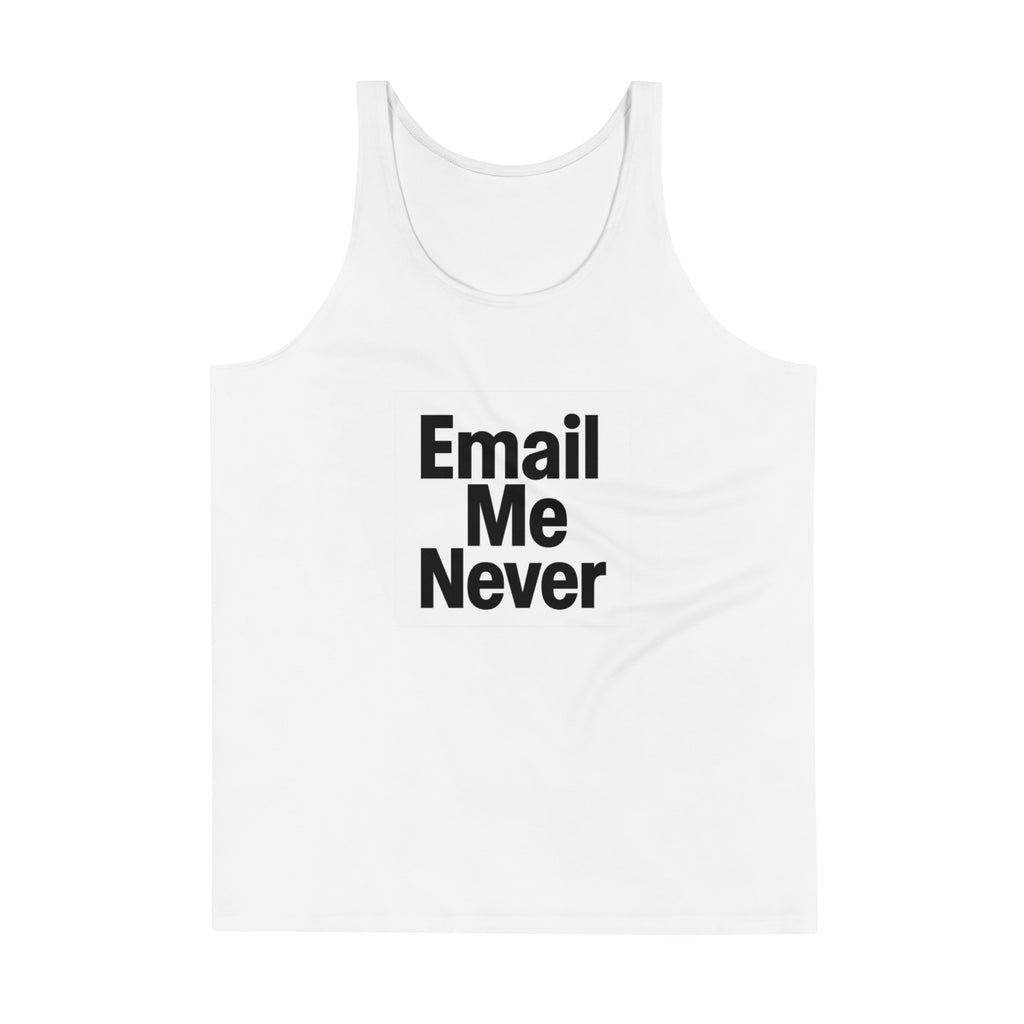 Email Me Never sarcastic tank top - print mens, front view