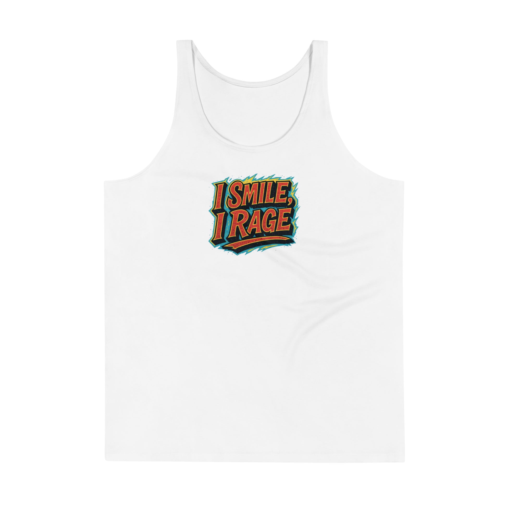 I Smile, I Rage - Sarcastic Tank Tops | PureSarcasm in Print Mens Tank - Front View | Sarcastic Tank Tops | PureSarcasm