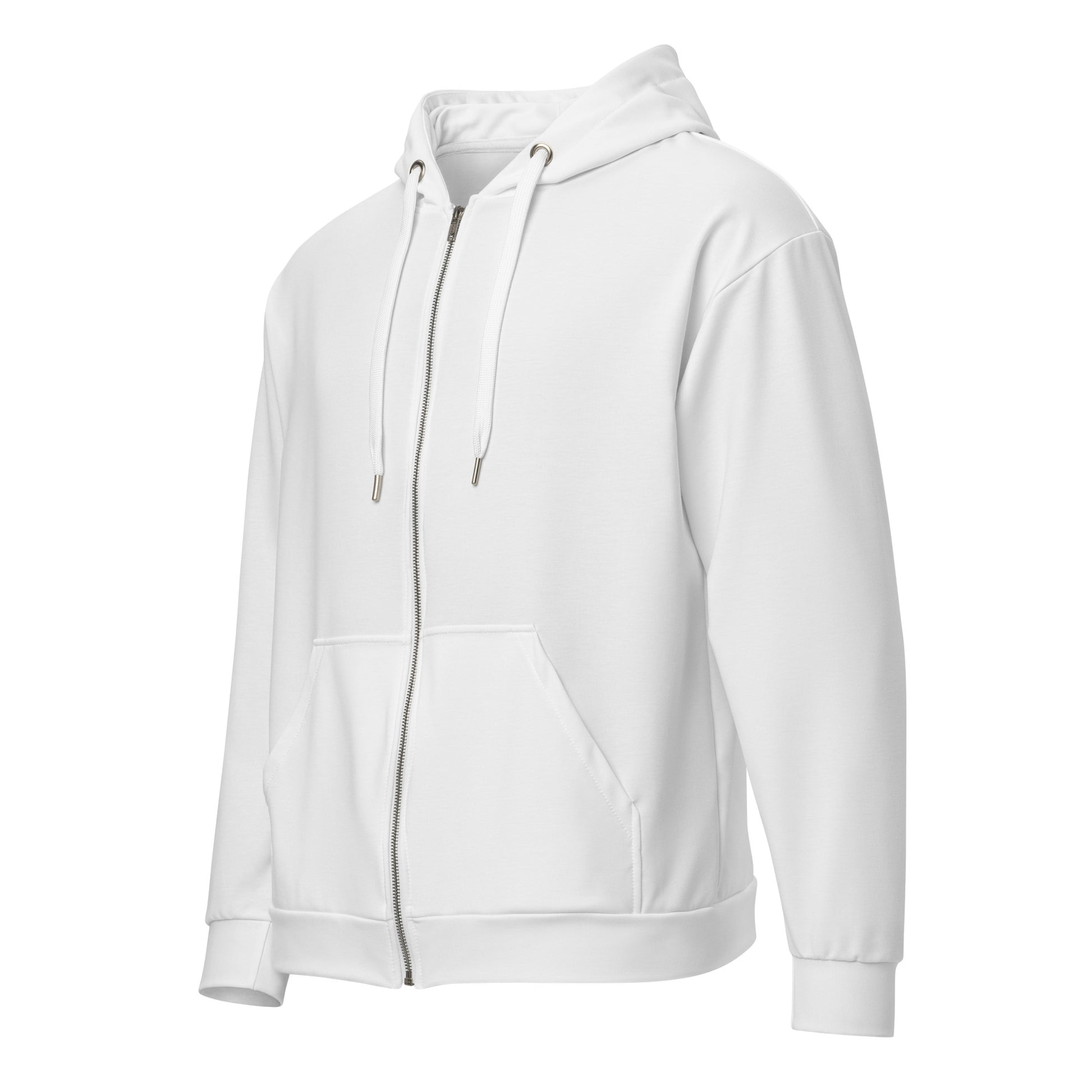 Added OpenToWork, recruiters vanished - Sarcastic Hoodie | PureSarcasm in Zip Hoodie White - Front View | Sarcastic Hoodie | PureSarcasm