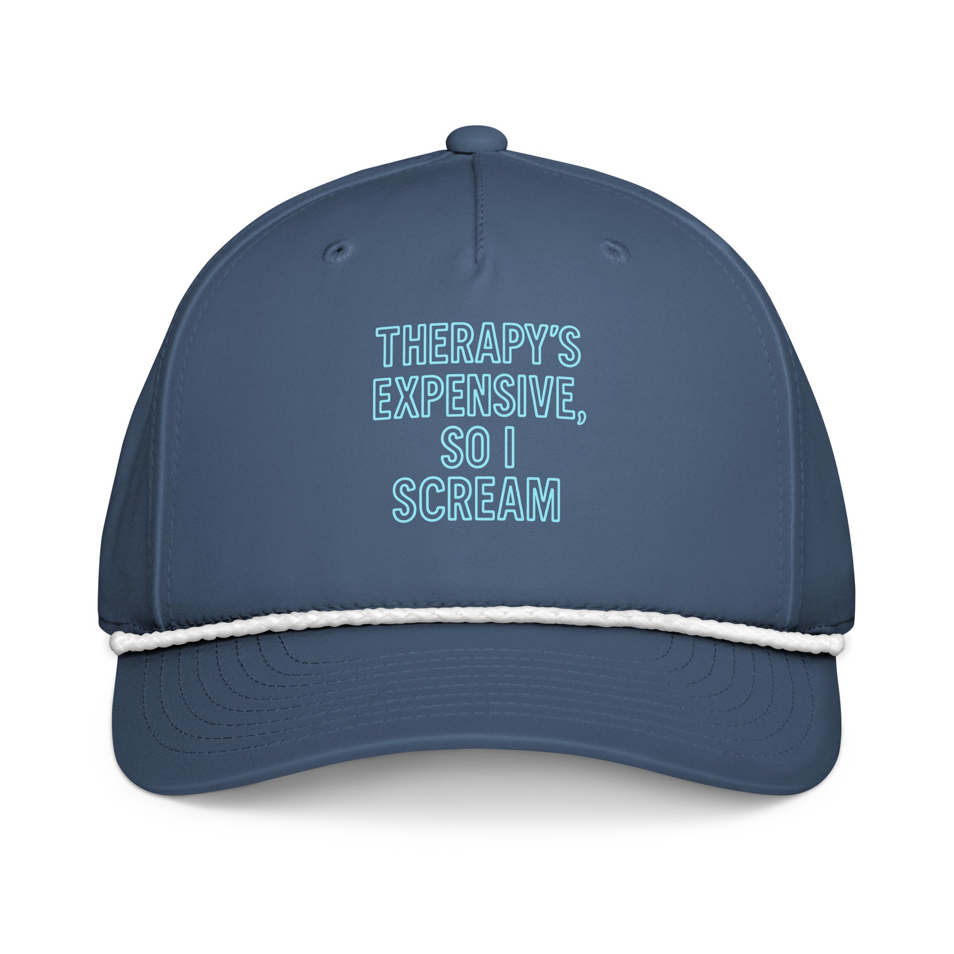 Therapy’s Expensive, So I Scream - Sarcastic Hat | PureSarcasm in Light Blue White - Front View | Sarcastic Hat | PureSarcasm