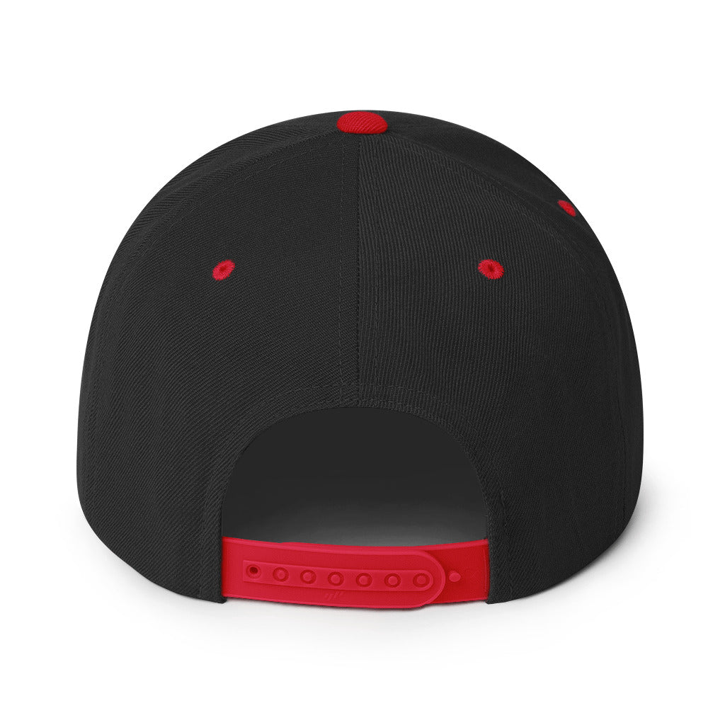 Surviving on Spite & Snacks sarcastic hat - snapback black red, back view