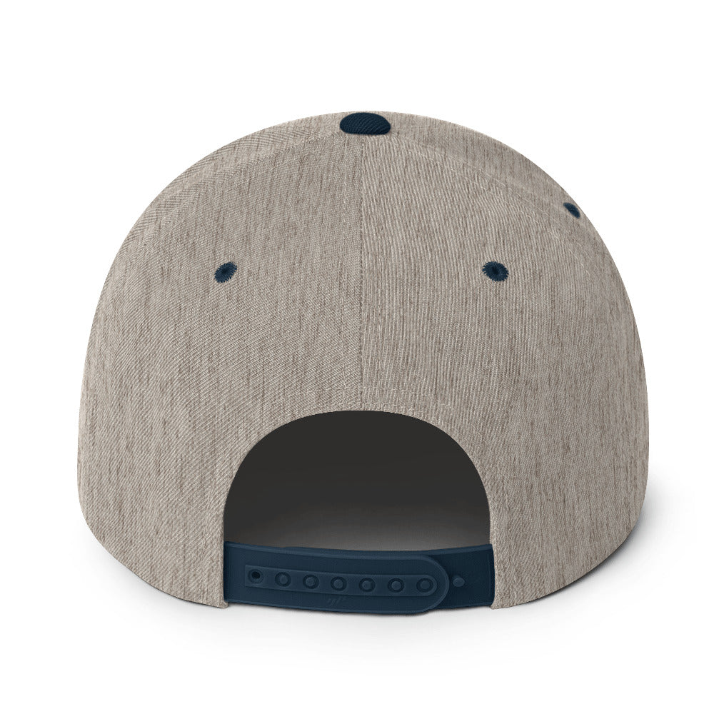 Surviving on Spite & Snacks sarcastic hat - heather grey navy, back view
