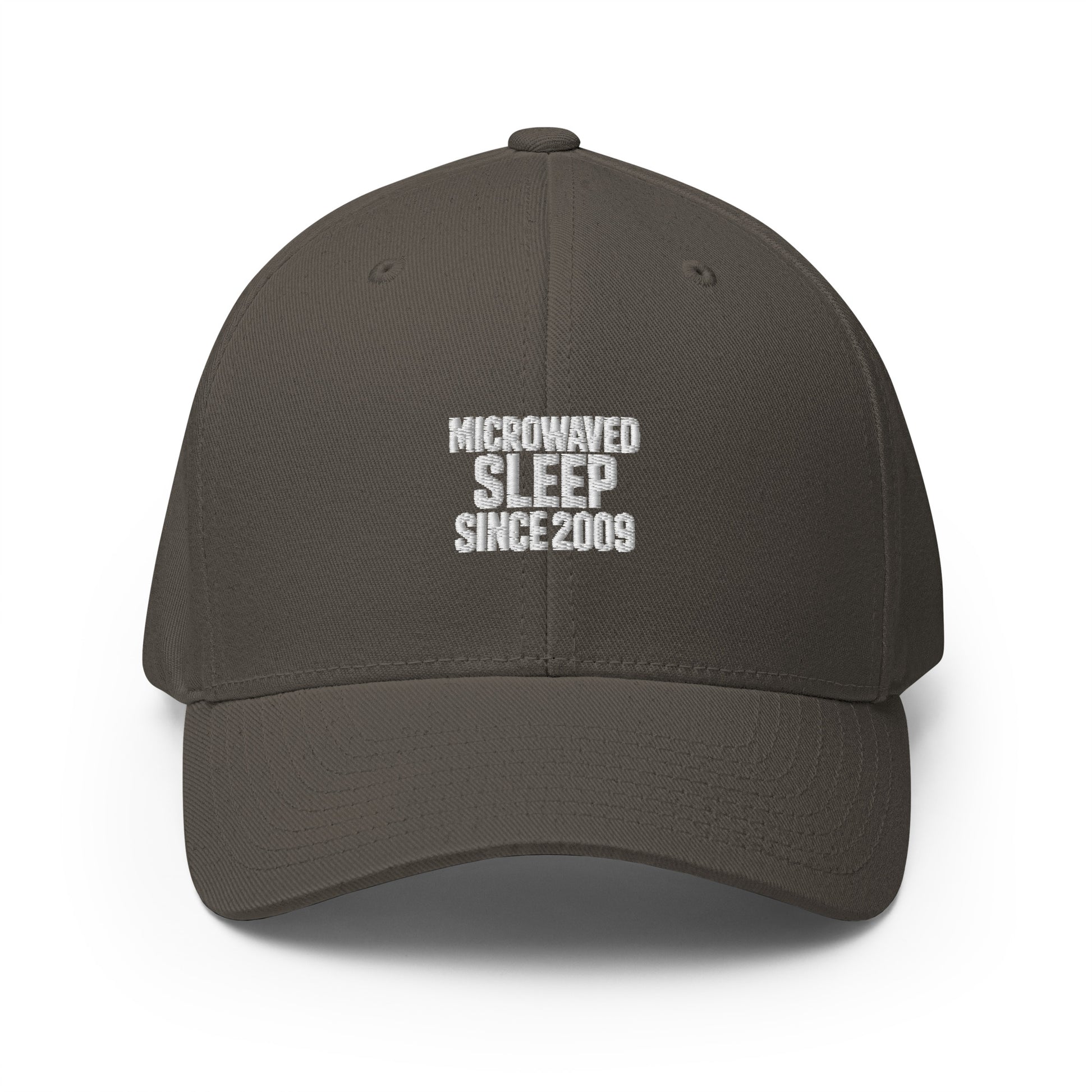 Microwaved Sleep Since 2009 - Sarcastic Hat | PureSarcasm in Cap Dark Grey - Front View | Sarcastic Hat | PureSarcasm