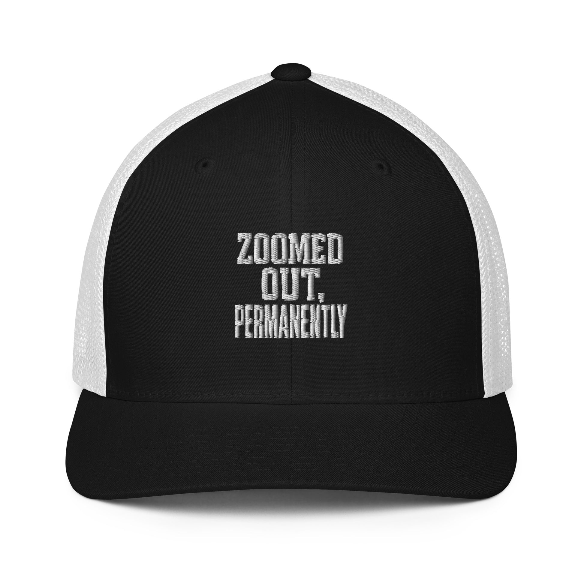 Zoomed Out, Permanently - Sarcastic Hat | PureSarcasm in Cap Black White - Front View | Sarcastic Hat | PureSarcasm