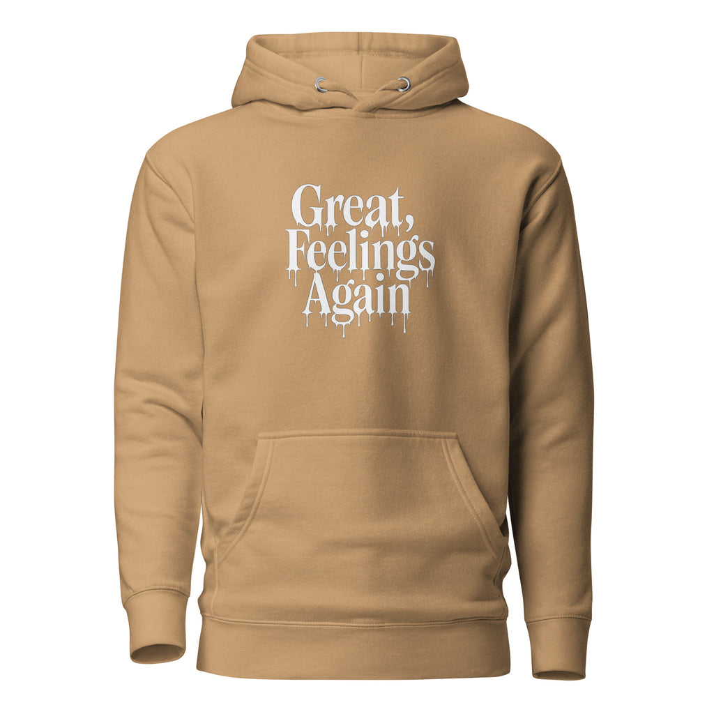 Great, Feelings Again - Sarcastic Hoodie | PureSarcasm in Pullover Hoodie Khaki - Front View | Sarcastic Hoodie | PureSarcasm