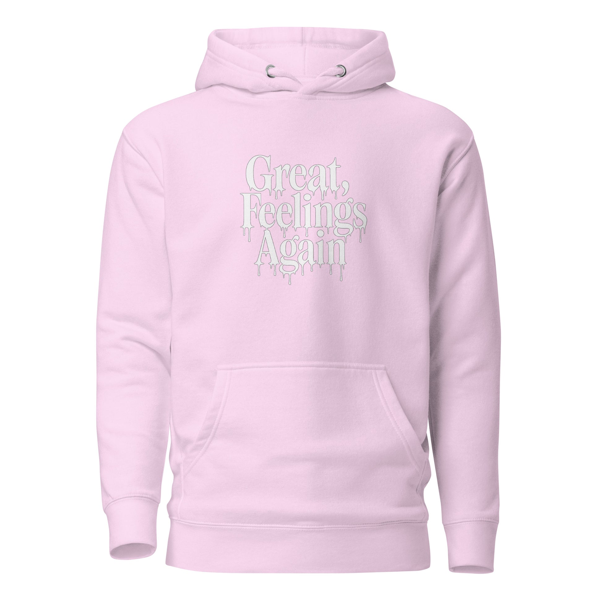 Great, Feelings Again - Sarcastic Hoodie | PureSarcasm in Pullover Hoodie Lavender - Front View | Sarcastic Hoodie | PureSarcasm