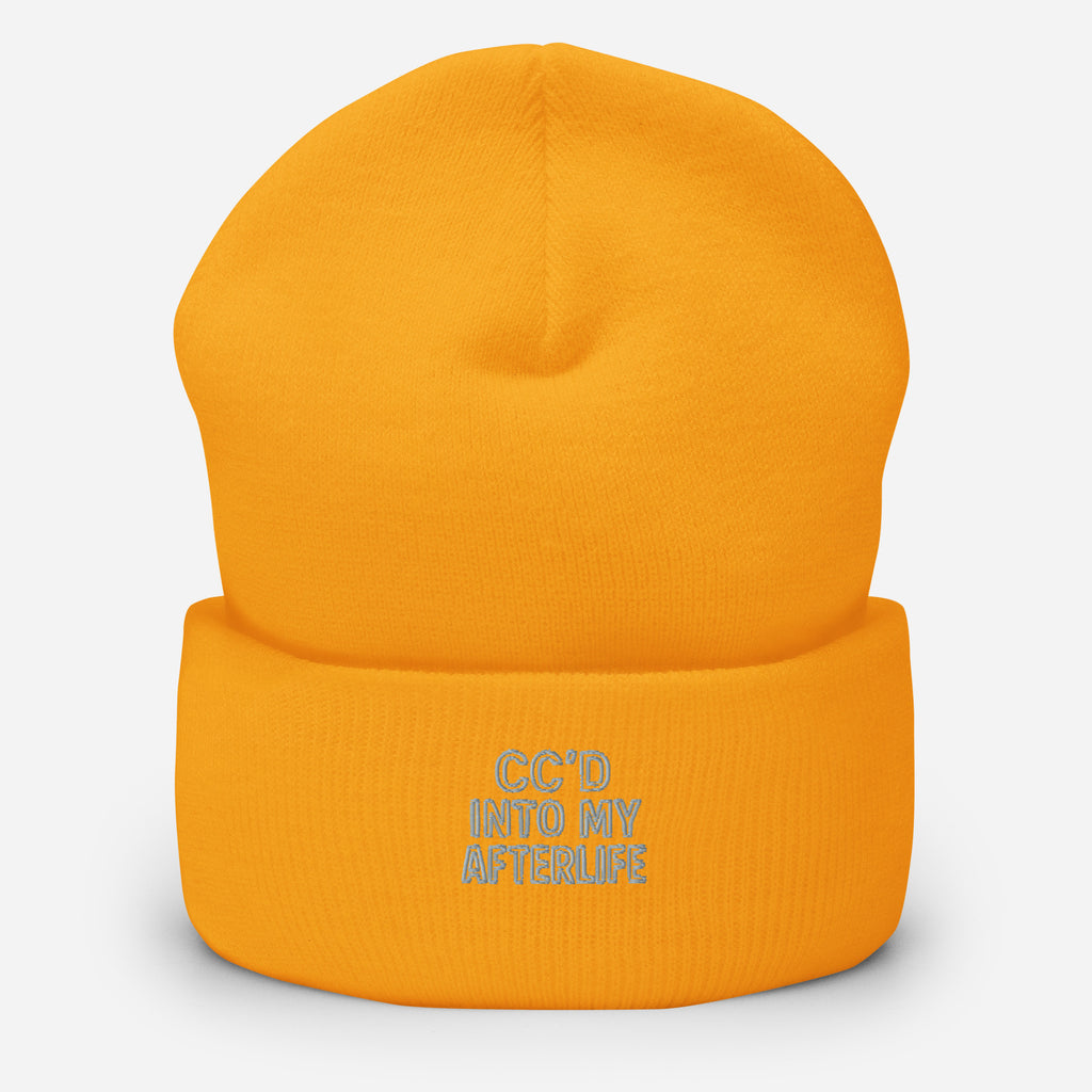 PureSarcasm sarcastic beanie - gold, front view
