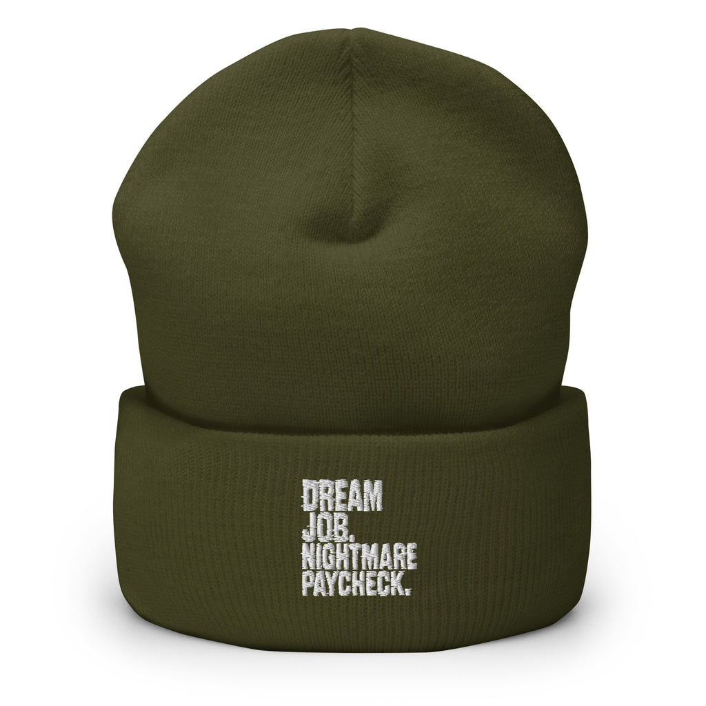 PureSarcasm sarcastic beanie - olive, front view