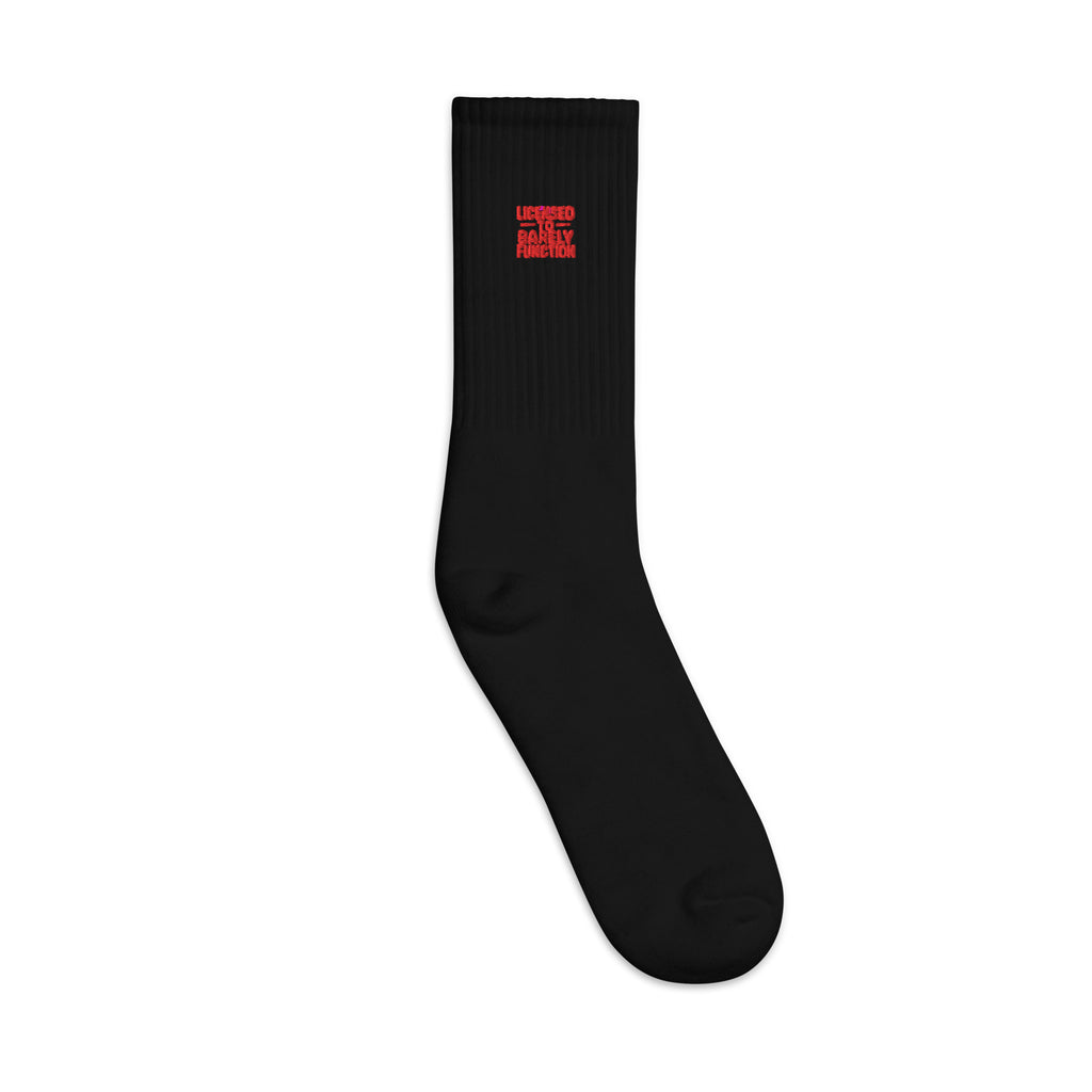 Licensed to Barely Function sarcastic socks