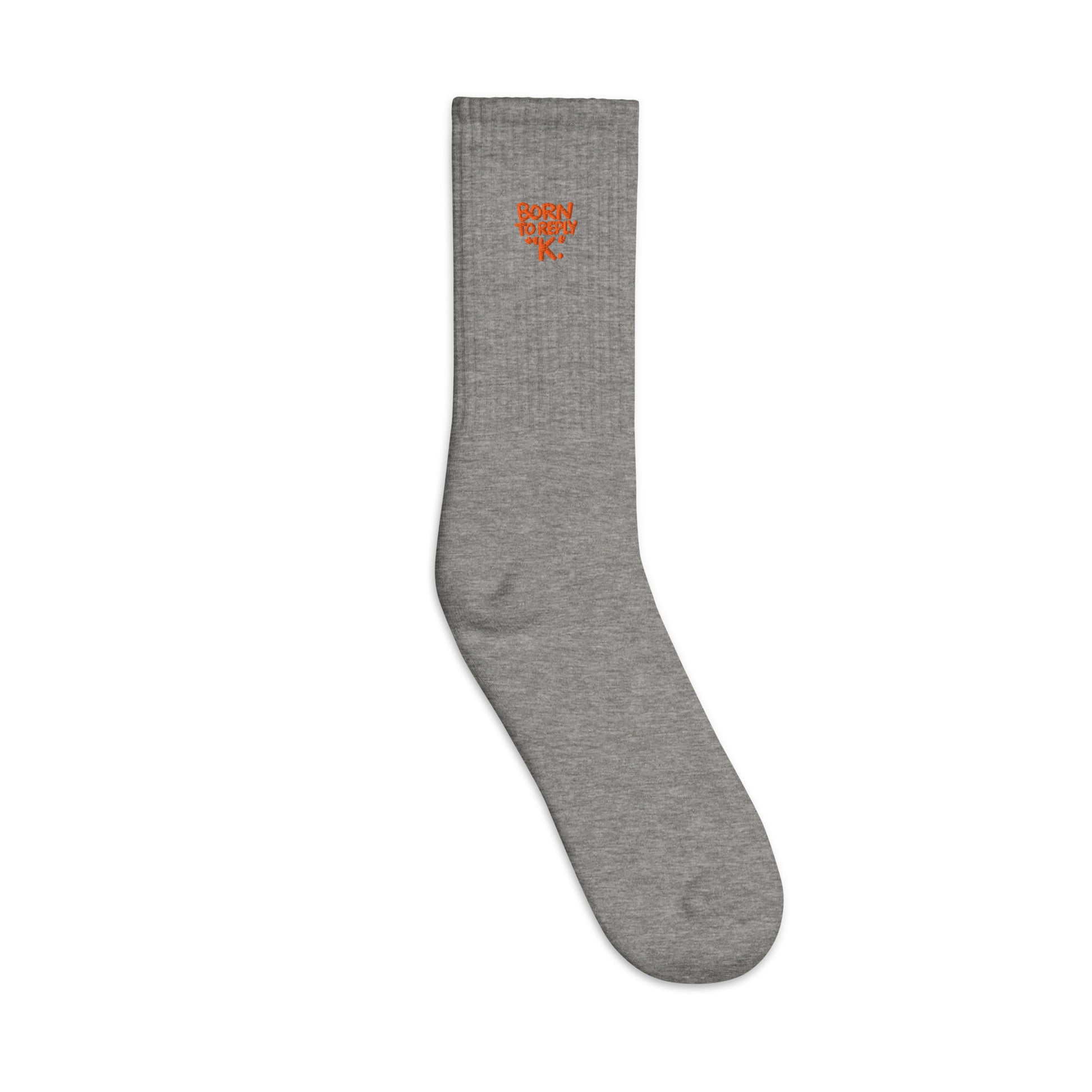Born to Reply 'K'. - Sarcastic Socks in Socks Heather Grey - Outside View | Sarcastic Sock | PureSarcasm
