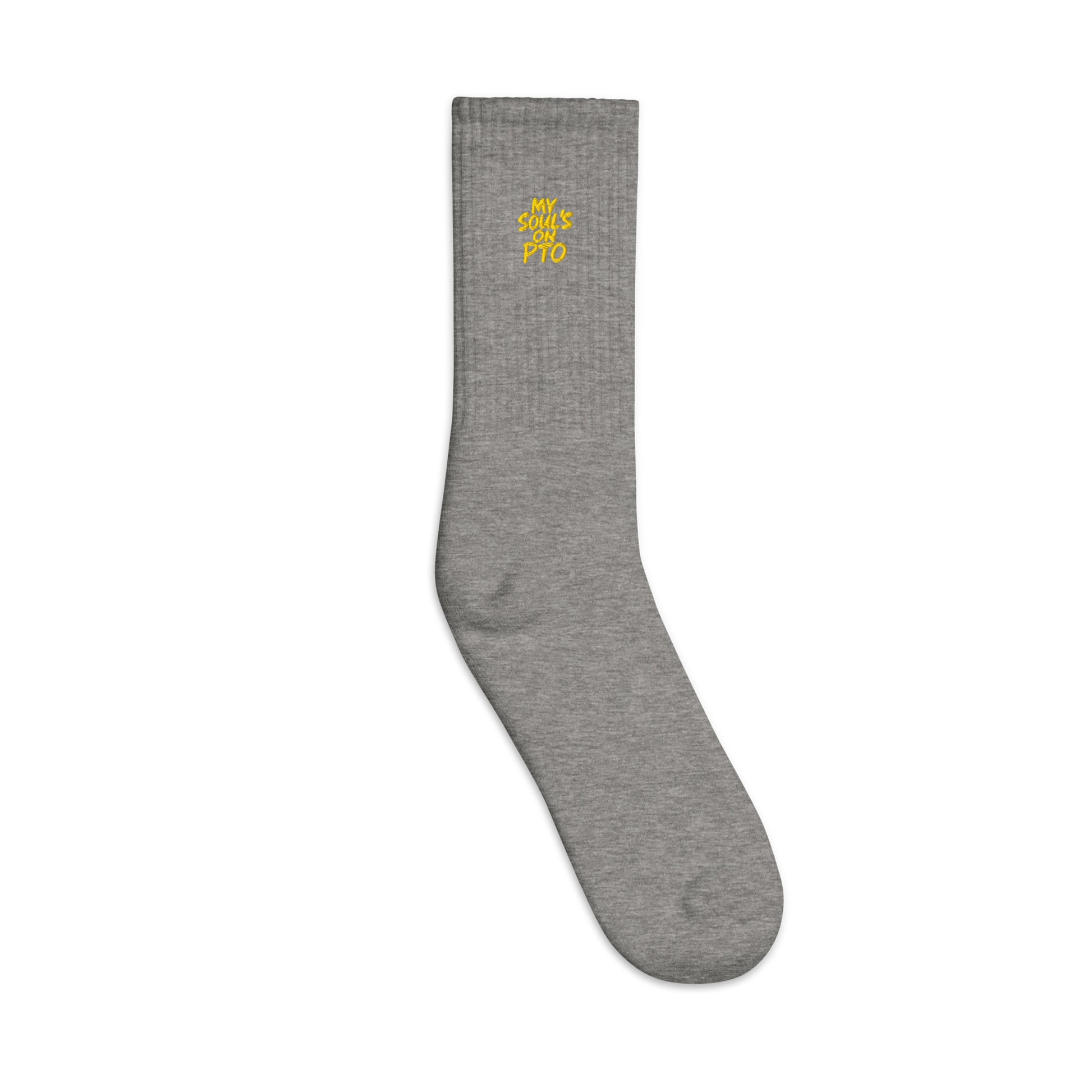 My Soul’s on PTO - Sarcastic Socks in Socks Heather Grey - Outside View | Sarcastic Sock | PureSarcasm