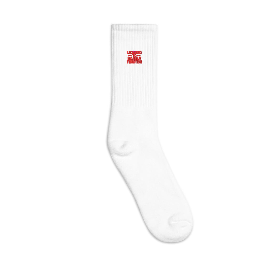 Licensed to Barely Function sarcastic socks