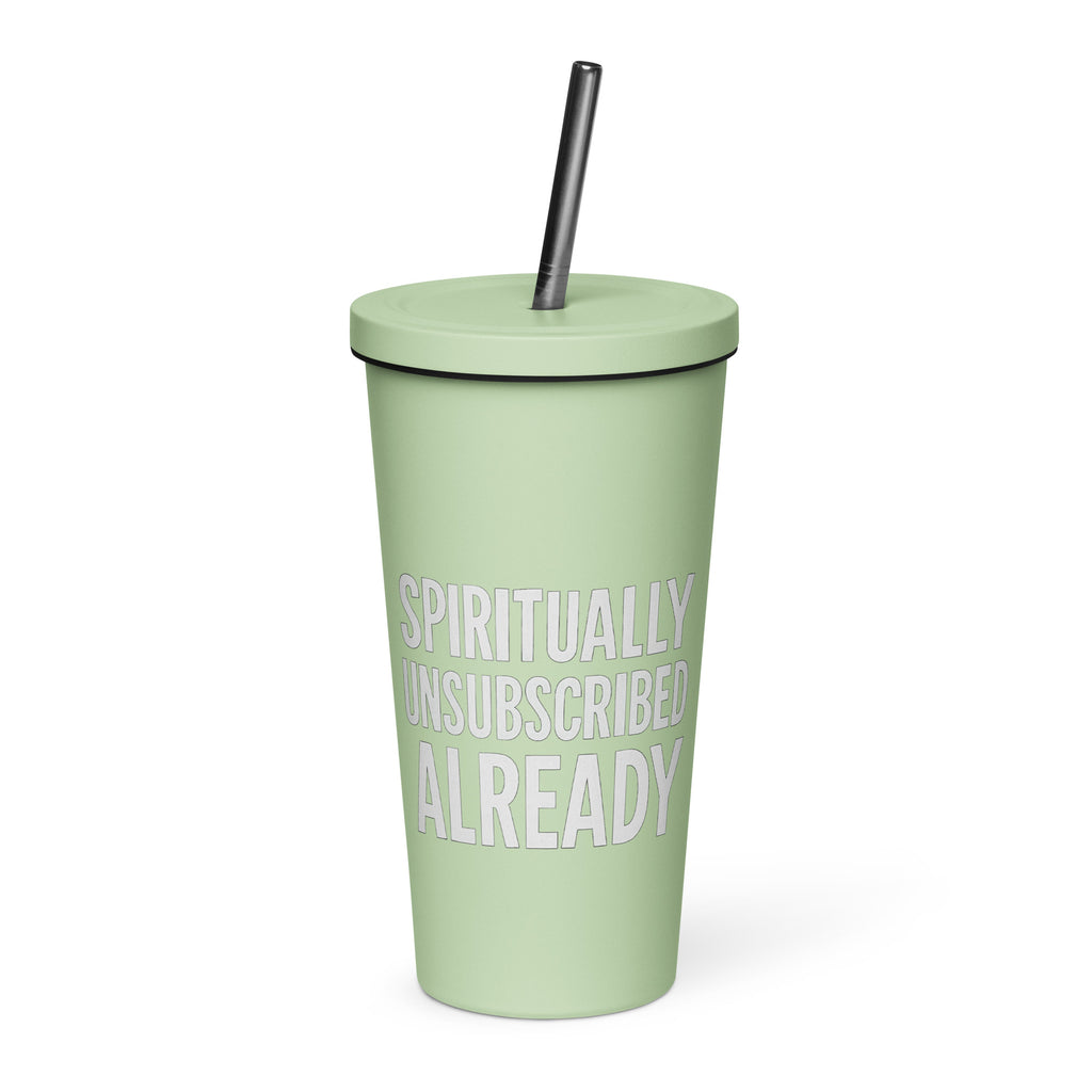 Spiritually Unsubscribed Already sarcastic tumbler - oz, front view
