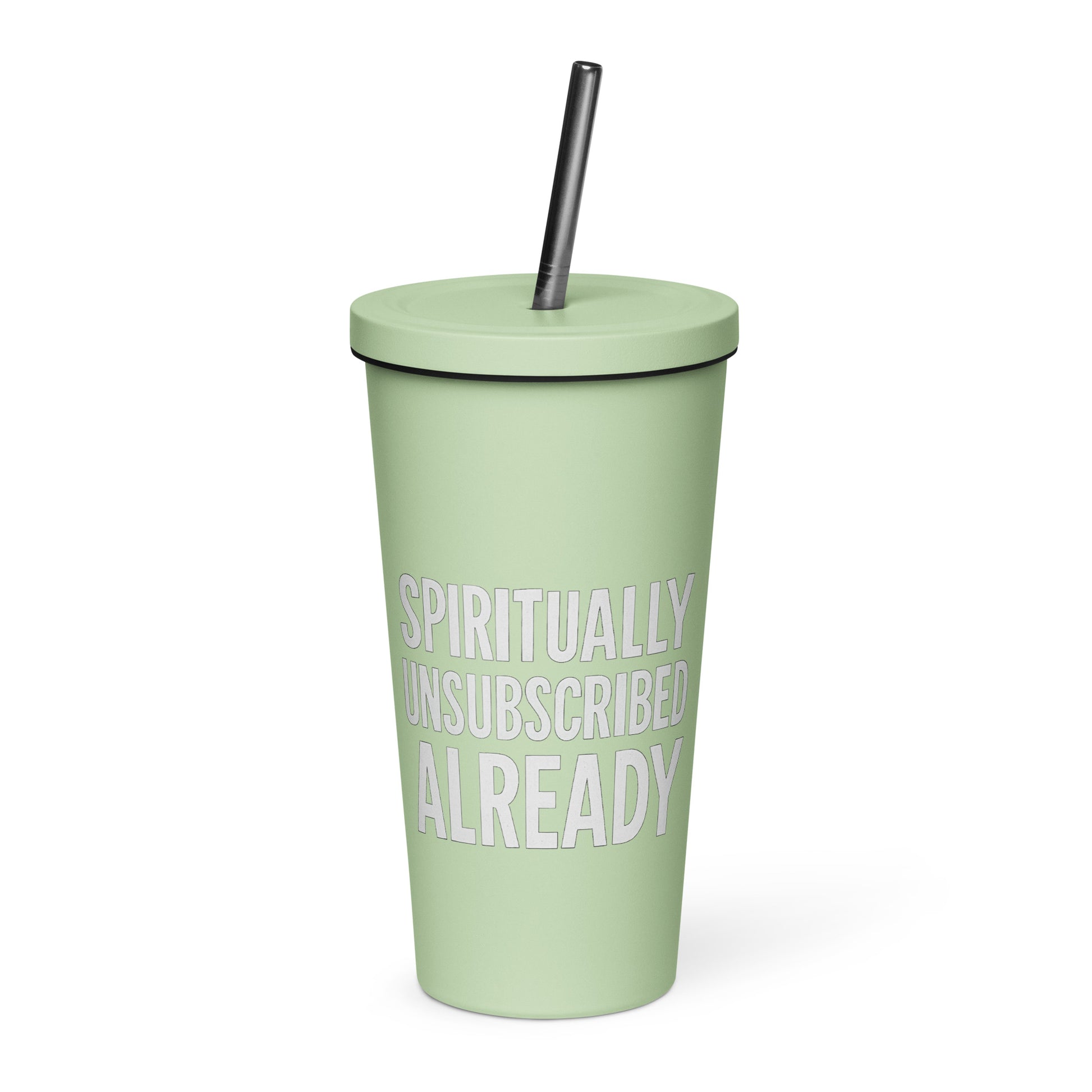 Spiritually Unsubscribed Already sarcastic tumbler - oz, front view