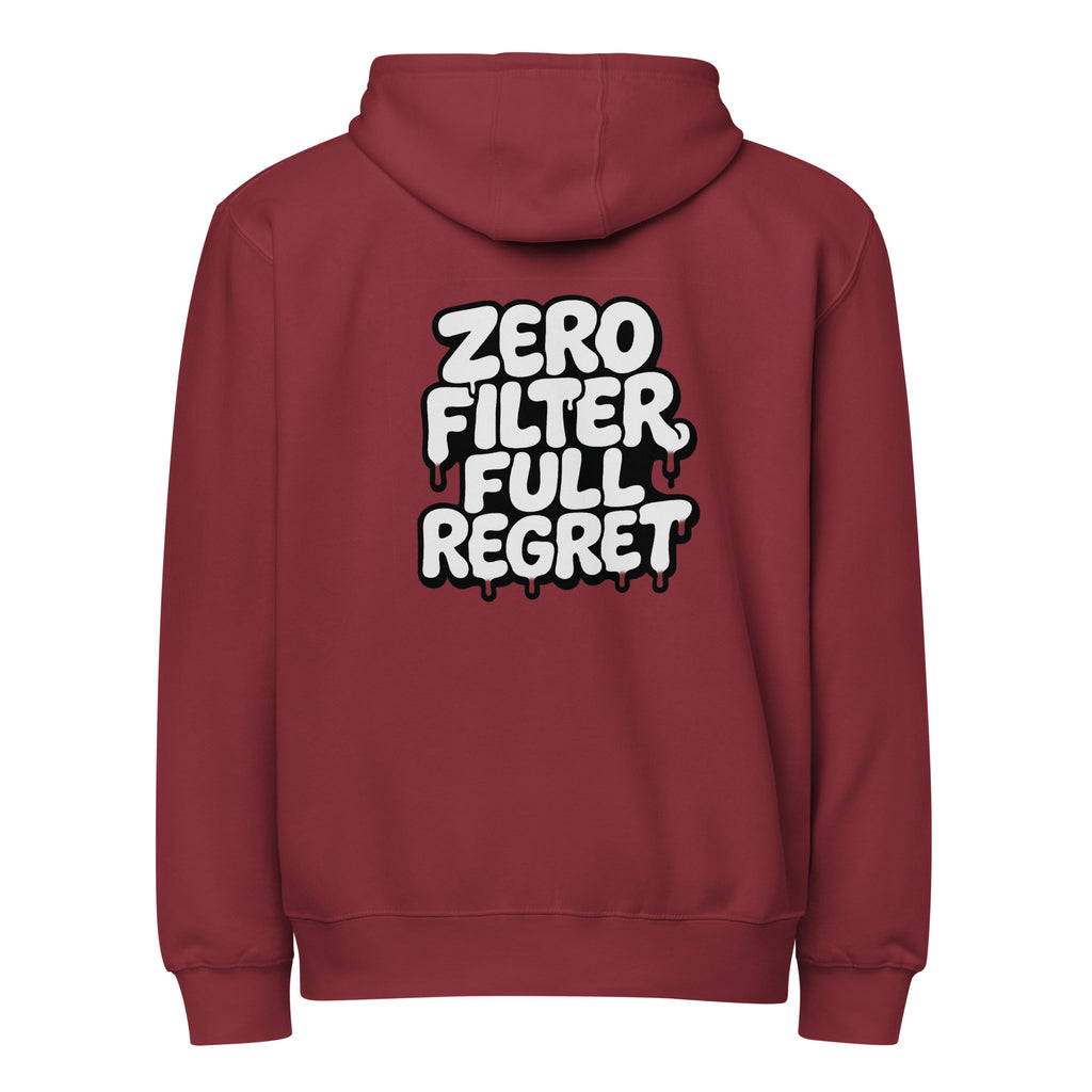 PureSarcasm sarcastic hoodie - zip burgundy, back view