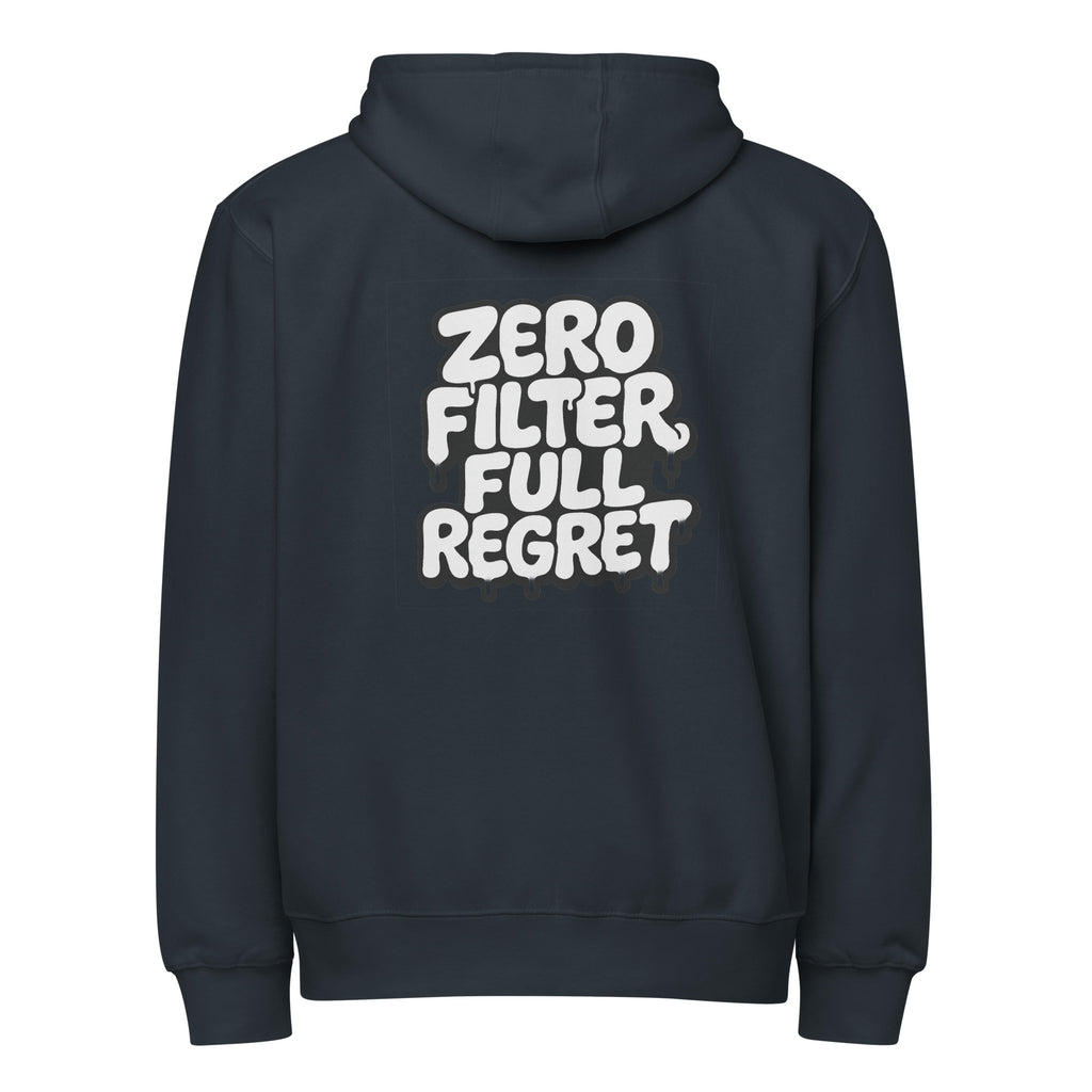 PureSarcasm sarcastic hoodie - zip navy, back view