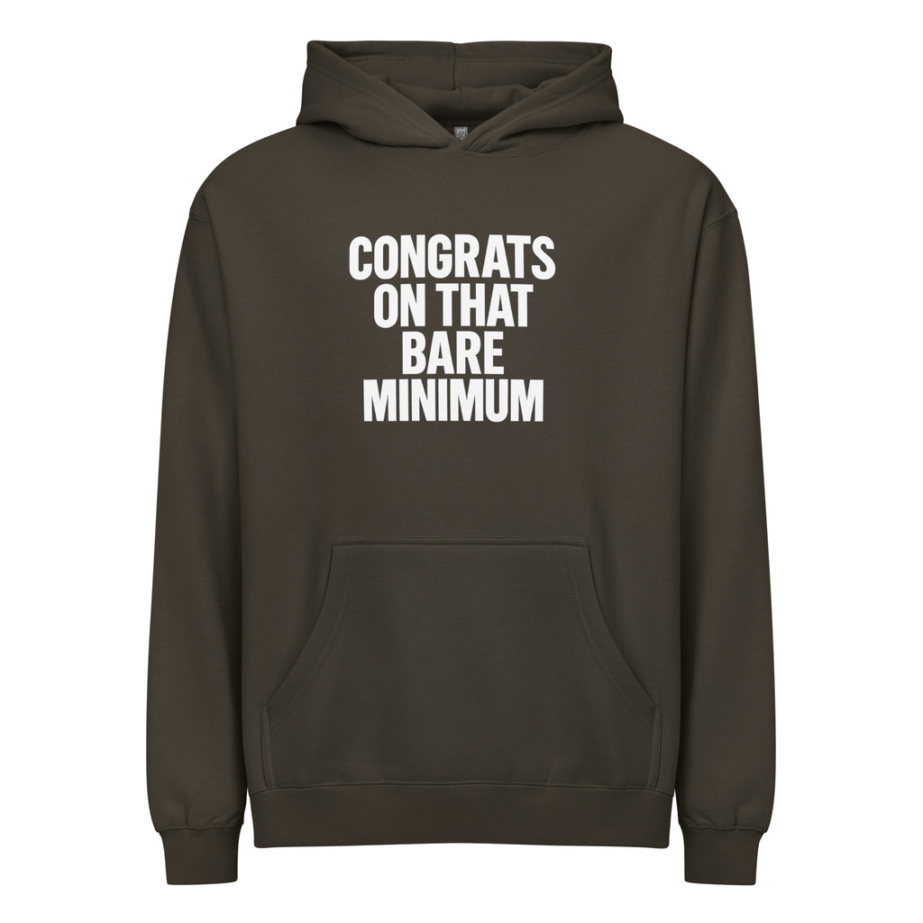 Congrats on That Bare Minimum sarcastic hoodie - vintage black, front view