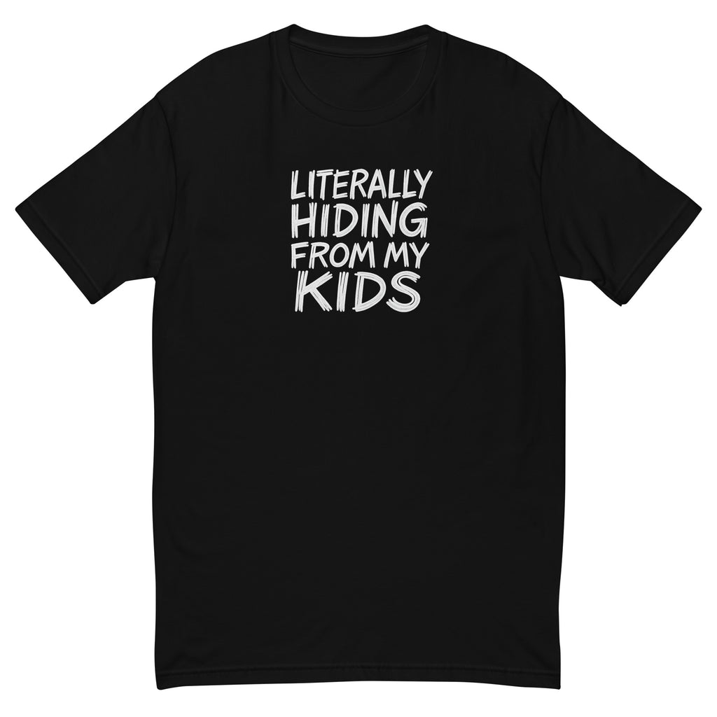 Literally Hiding from My Kids sarcastic tumbler - t black, front view