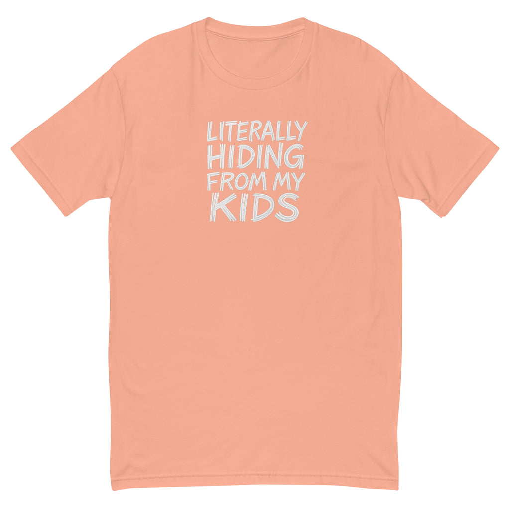 Literally Hiding from My Kids sarcastic tumbler - desert pink, front view