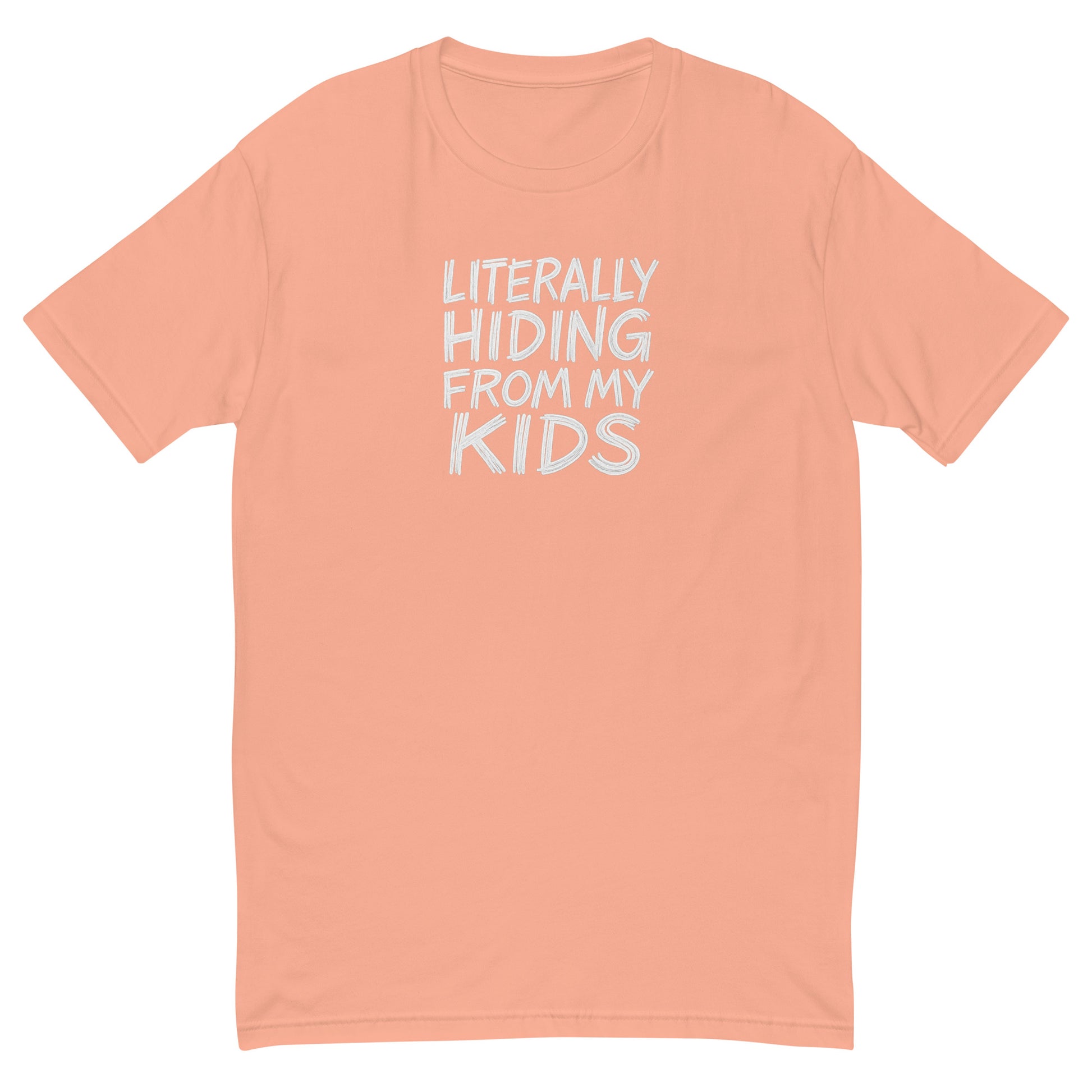 Literally Hiding from My Kids sarcastic tumbler - desert pink, front view
