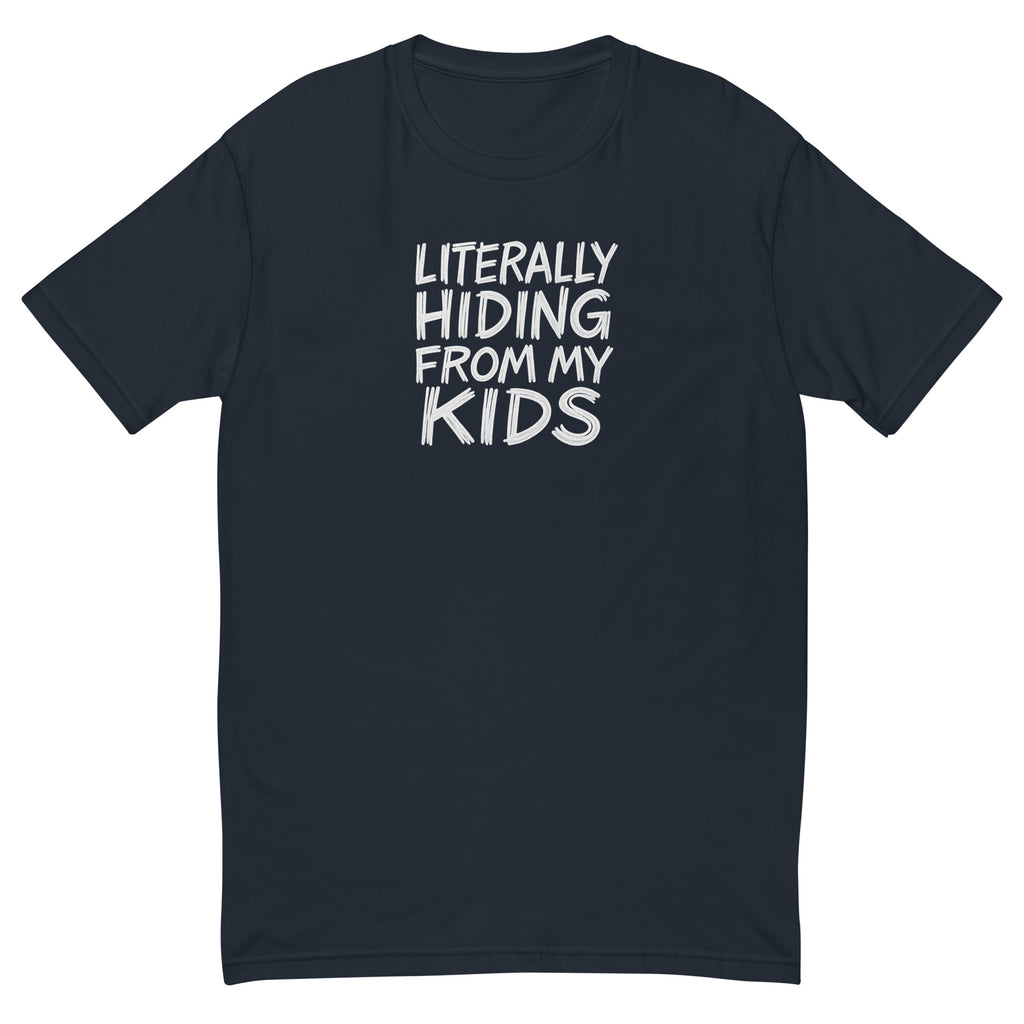 Literally Hiding from My Kids sarcastic tumbler - midnight navy, front view