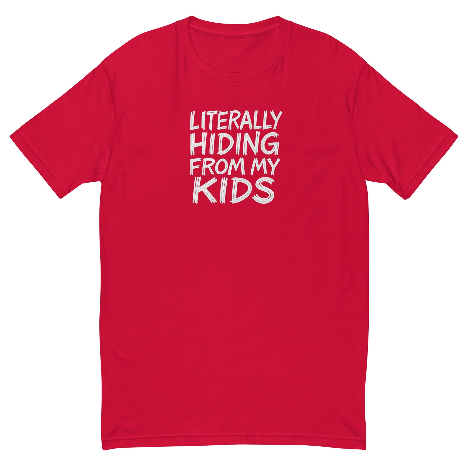 Literally Hiding from My Kids sarcastic tumbler - t red, front view
