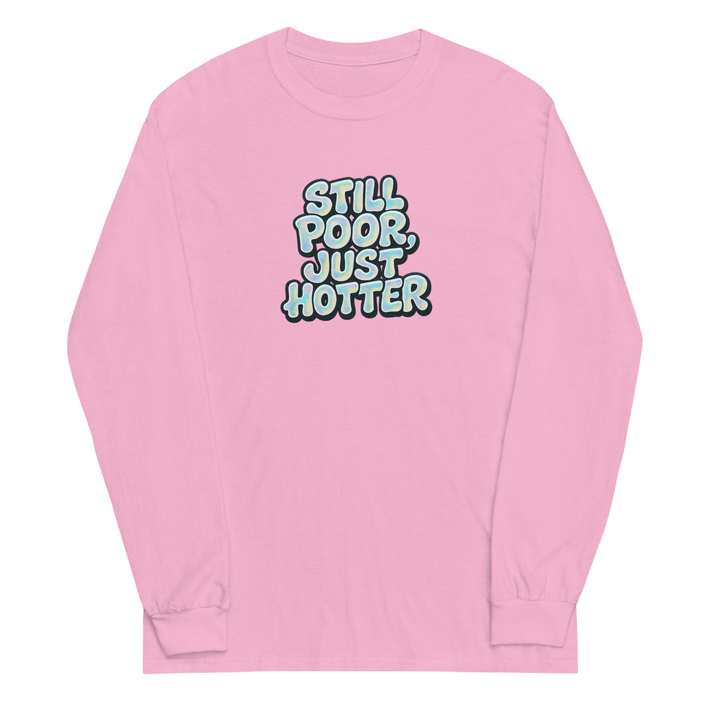 PureSarcasm sarcastic long sleeve shirt - light pink, front view