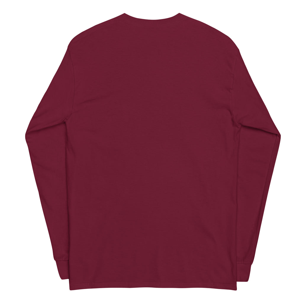 My Wifi Has Depression Too sarcastic long sleeve shirt - maroon, back view