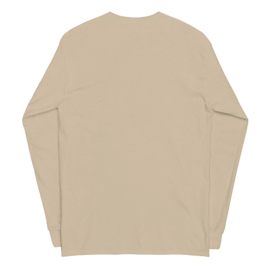 Still Employed. Somehow. sarcastic long sleeve shirt - sand, back view