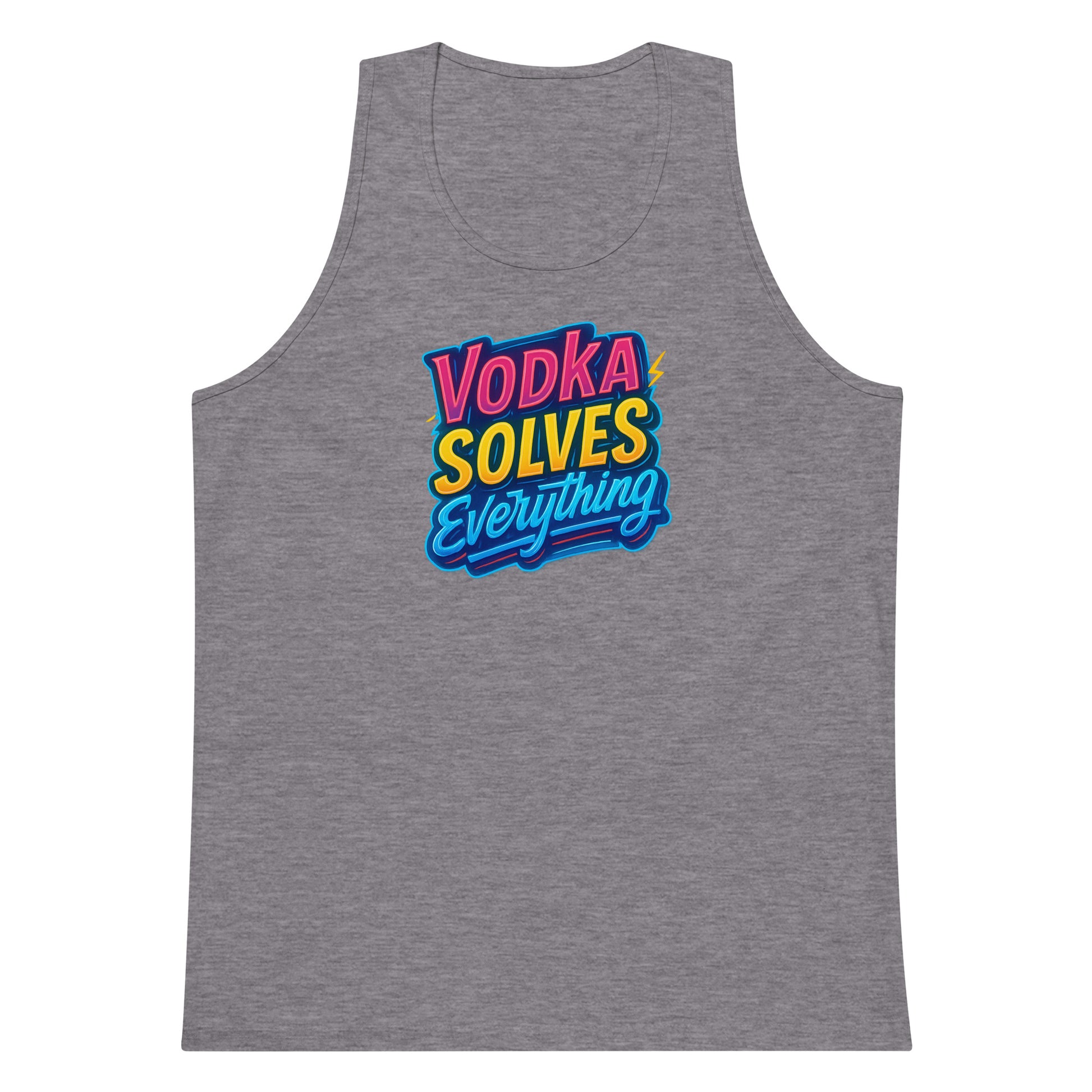 Vodka Solves Everything - Sarcastic Tank Tops | PureSarcasm in Premium Tank - Front View | Sarcastic Tank Tops | PureSarcasm