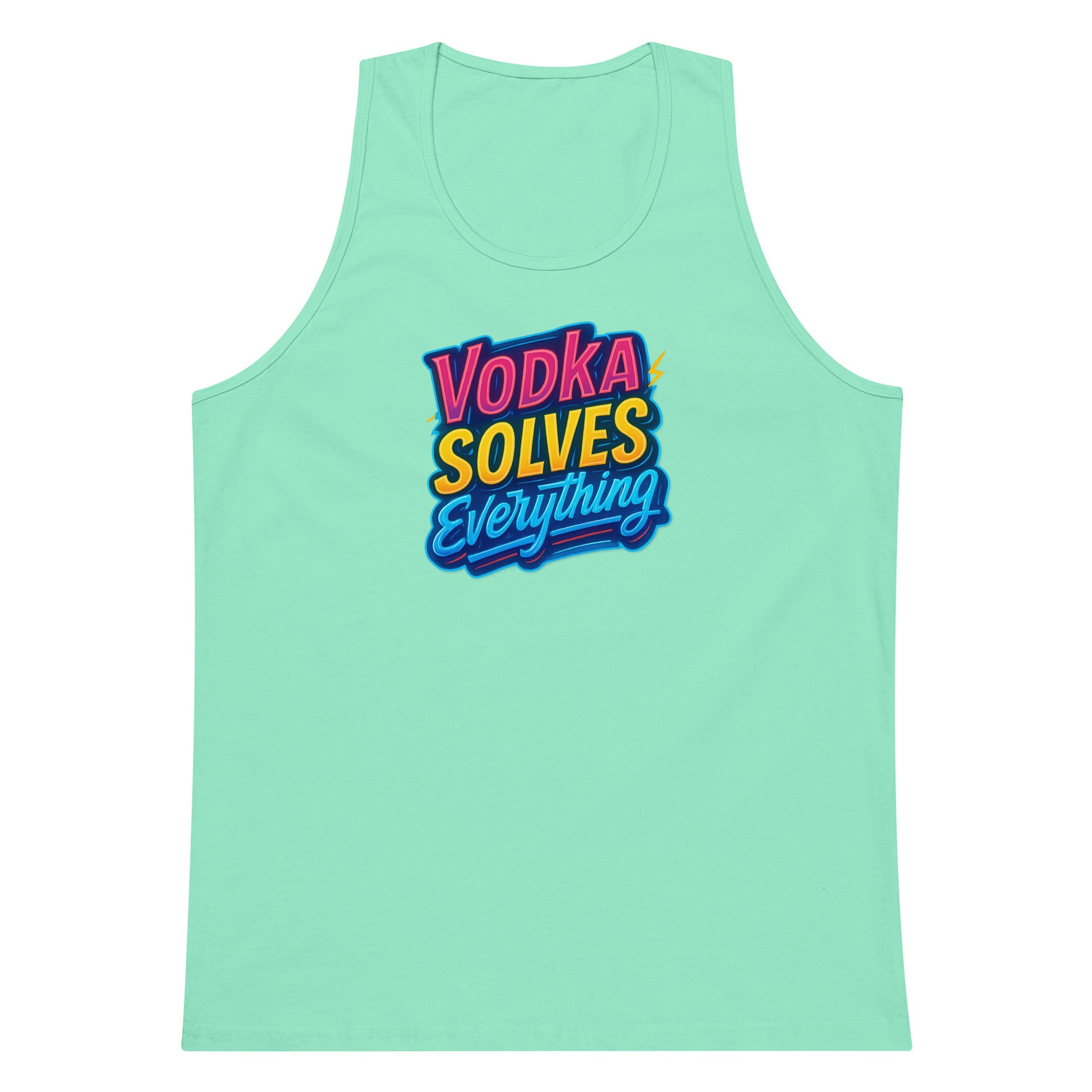 Vodka Solves Everything - Sarcastic Tank Tops | PureSarcasm in Premium Tank - Front View | Sarcastic Tank Tops | PureSarcasm
