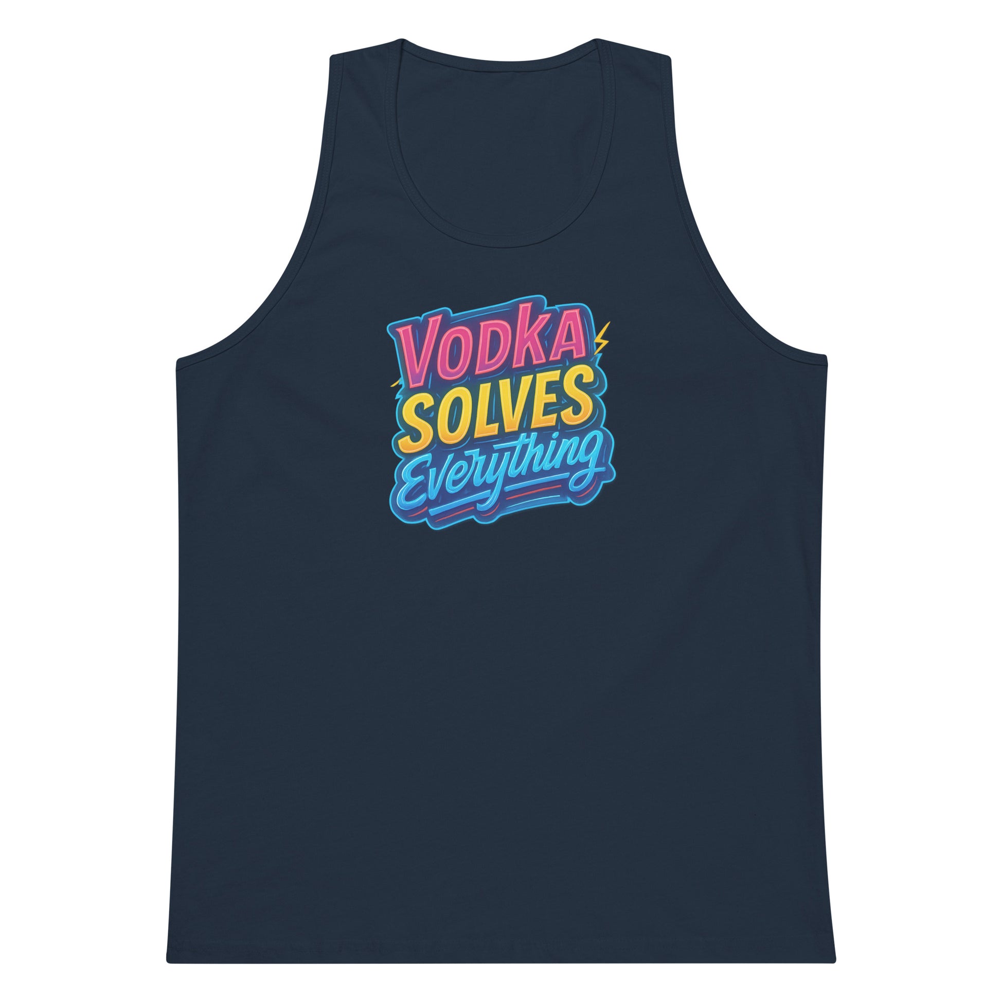 Vodka Solves Everything - Sarcastic Tank Tops | PureSarcasm in Premium Tank - Front View | Sarcastic Tank Tops | PureSarcasm