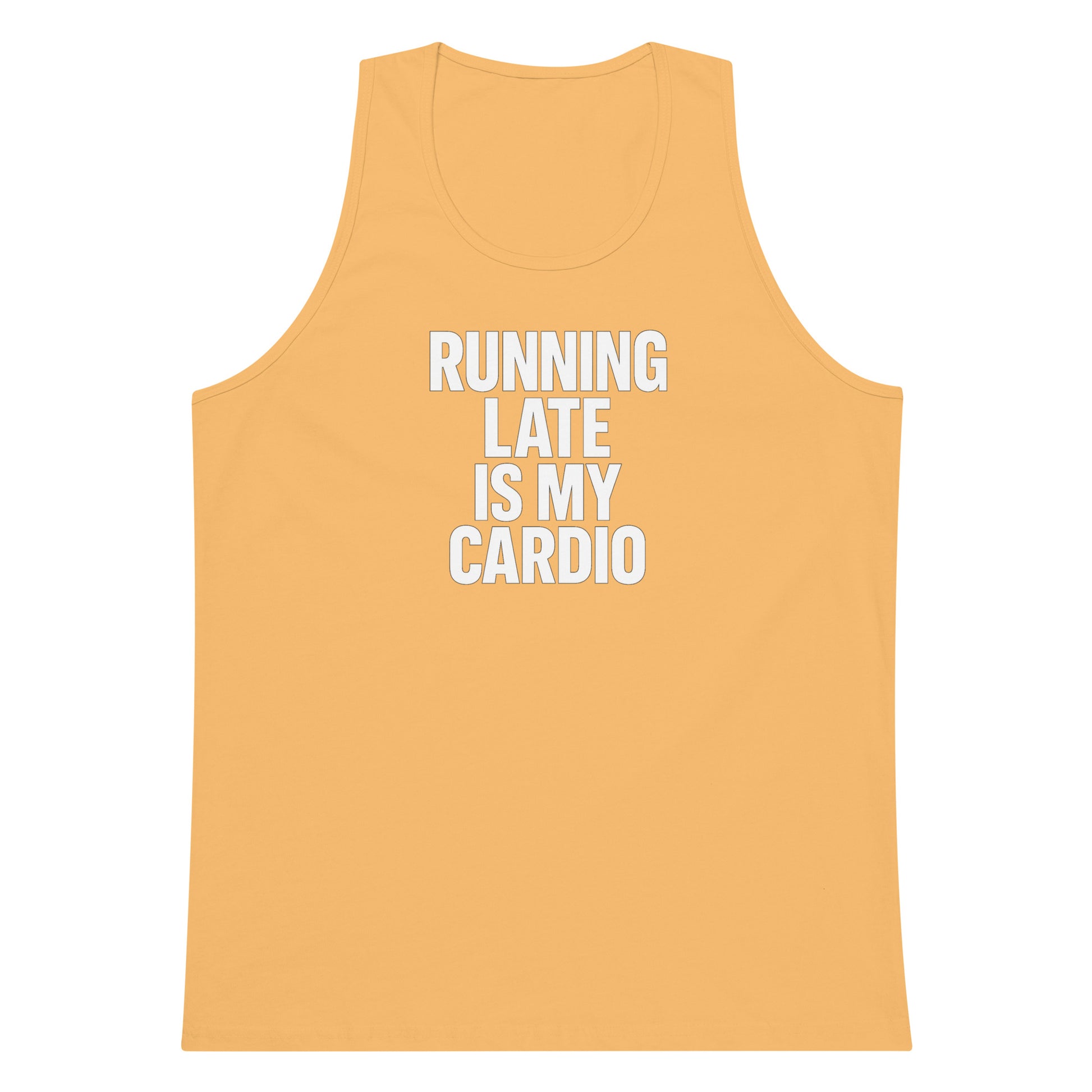 Running Late Is My Cardio sarcastic tank top - premium, front view