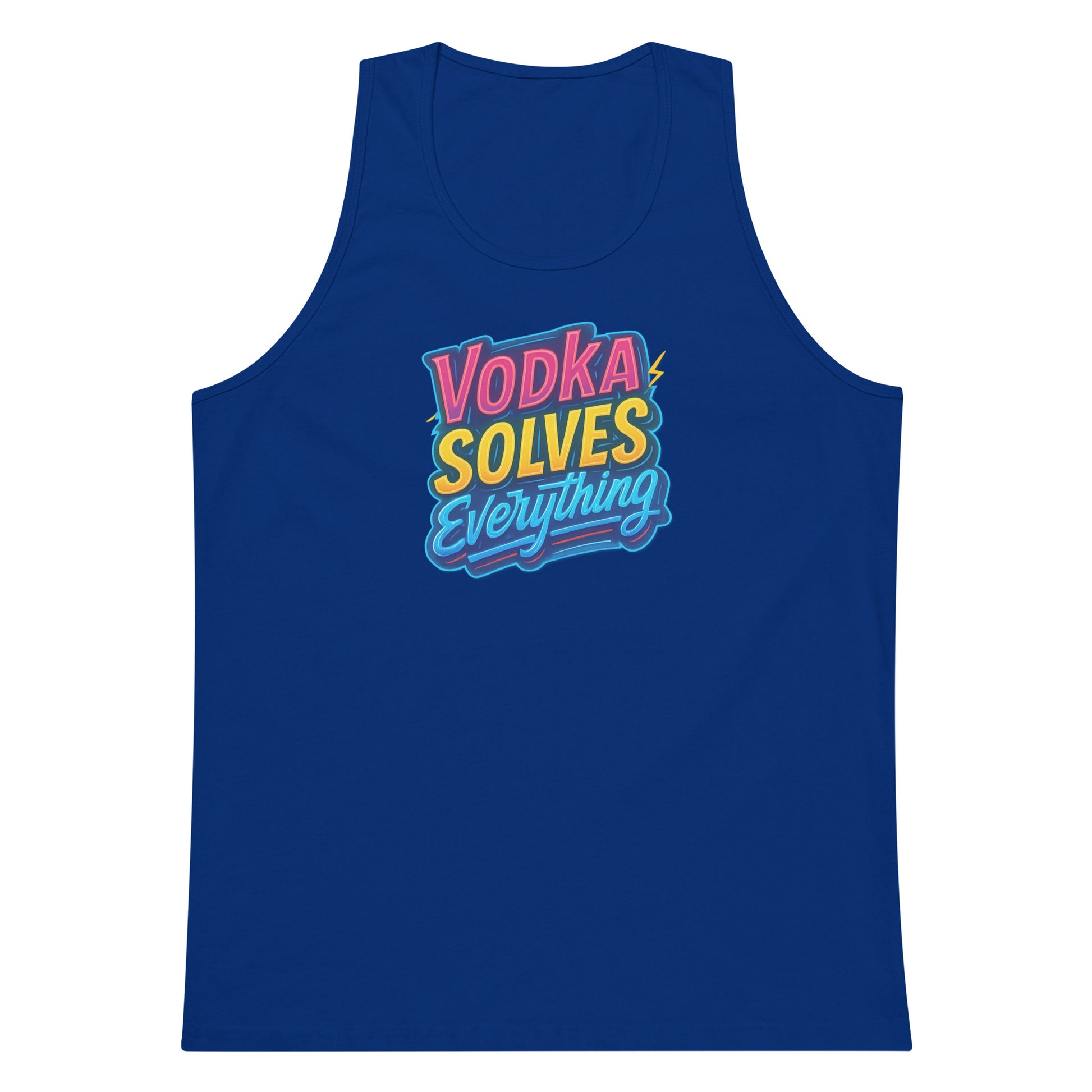 Vodka Solves Everything - Sarcastic Tank Tops | PureSarcasm in Premium Tank - Front View | Sarcastic Tank Tops | PureSarcasm