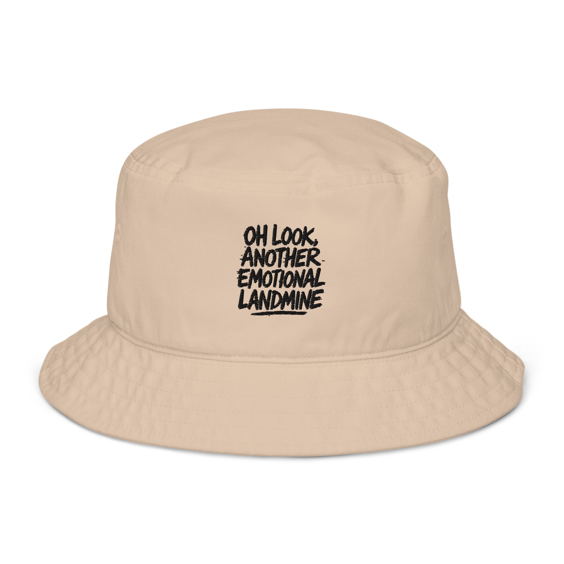 Oh Look, Another Emotional Landmine - Sarcastic Hat | PureSarcasm in Bucket Hat Stone - Front View | Sarcastic Hat | PureSarcasm