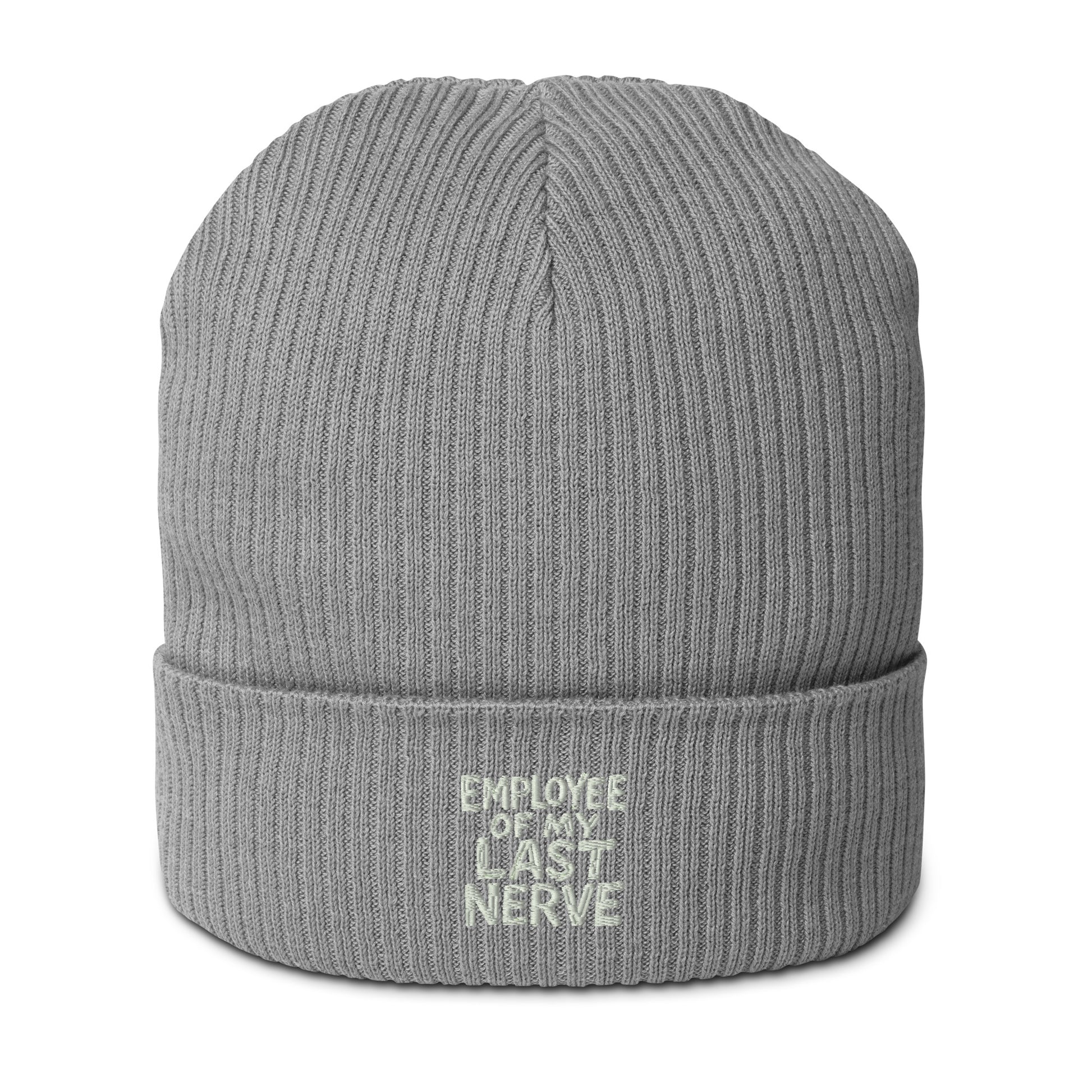 Employee of My Last Nerve - Sarcastic Beanie in Beanie Light Grey - Front View | Sarcastic Beanie | PureSarcasm