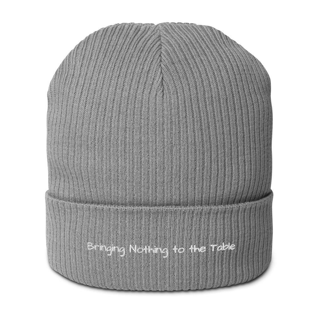 Bringing Nothing to the Table - Sarcastic Beanie in Beanie Light Grey - Front View | Sarcastic Beanie | PureSarcasm