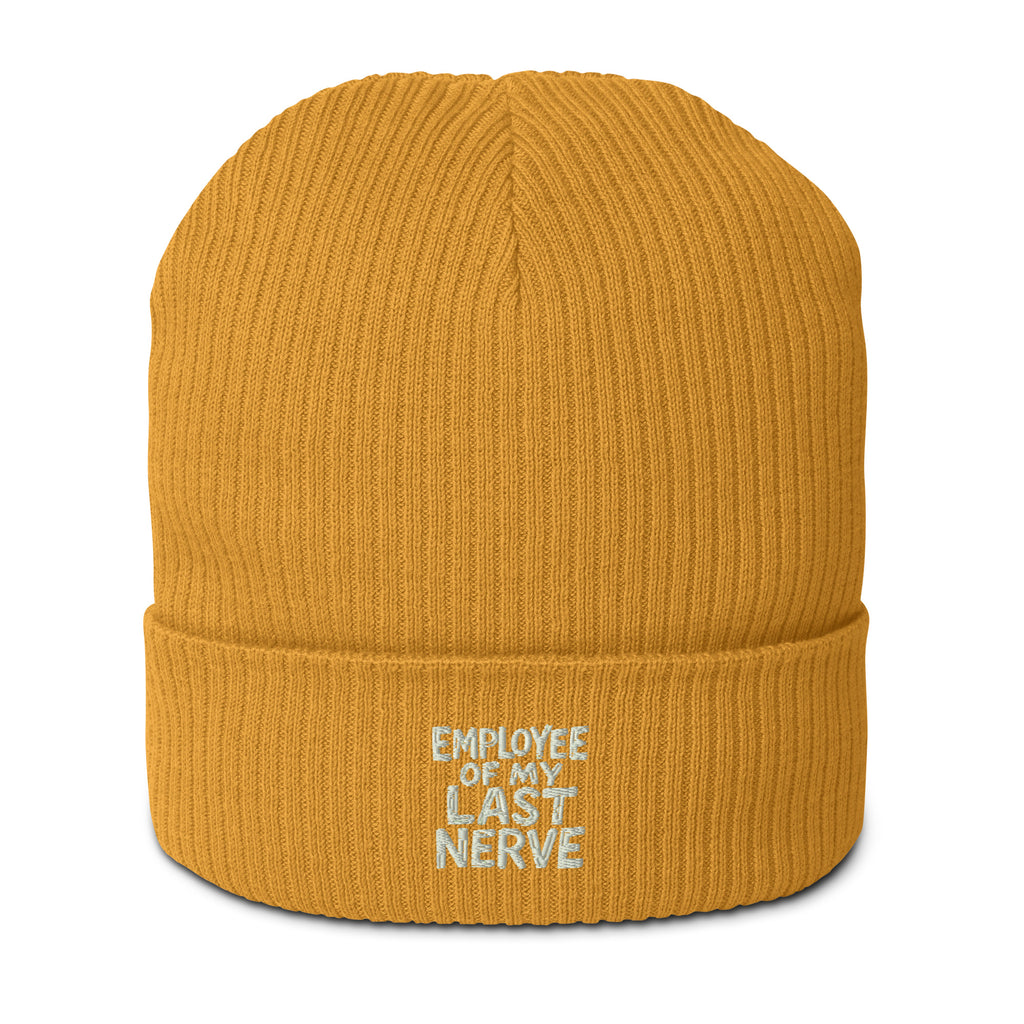Employee of My Last Nerve - Sarcastic Beanie in Beanie Mustard Yellow - Front View | Sarcastic Beanie | PureSarcasm