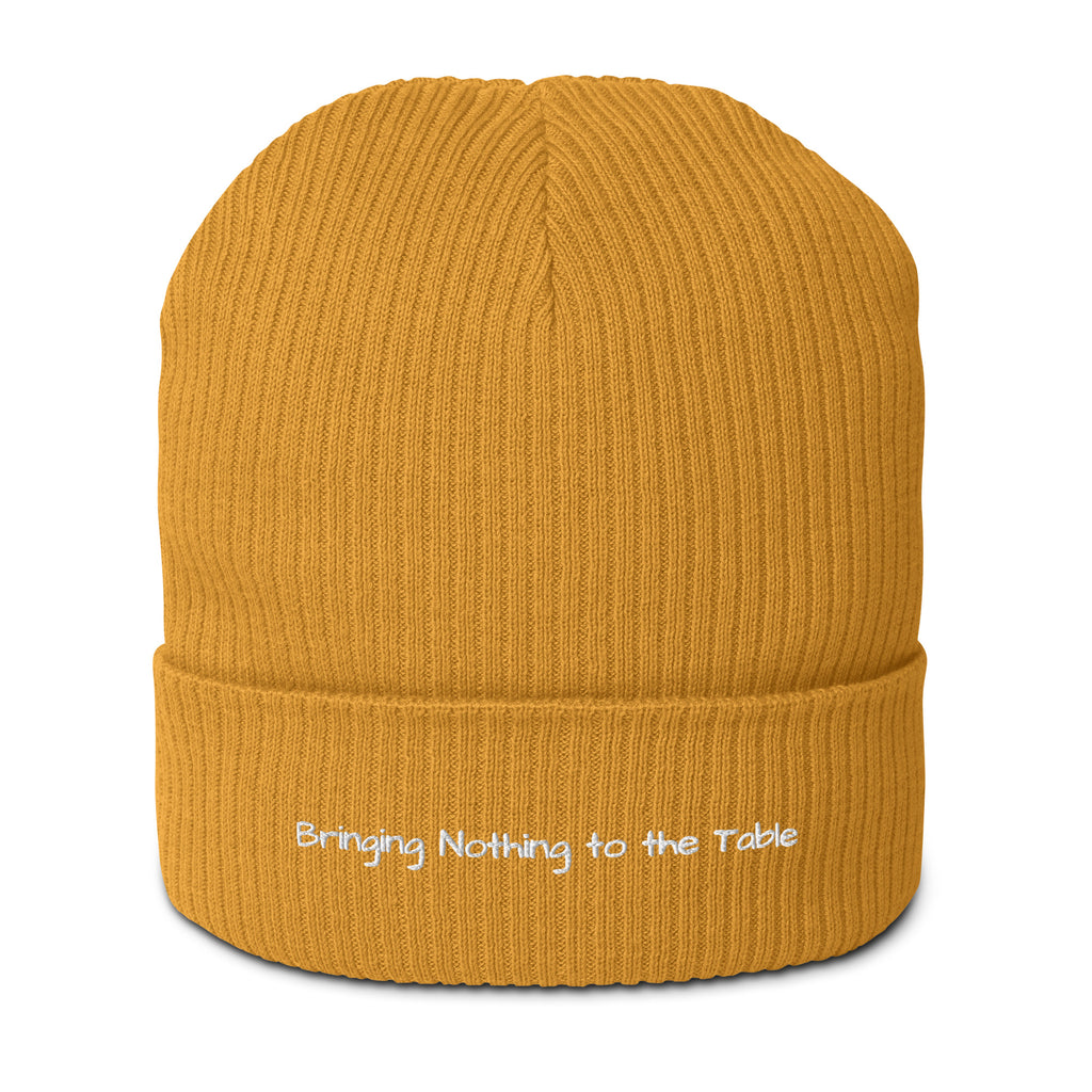 Bringing Nothing to the Table - Sarcastic Beanie in Beanie Mustard Yellow - Front View | Sarcastic Beanie | PureSarcasm
