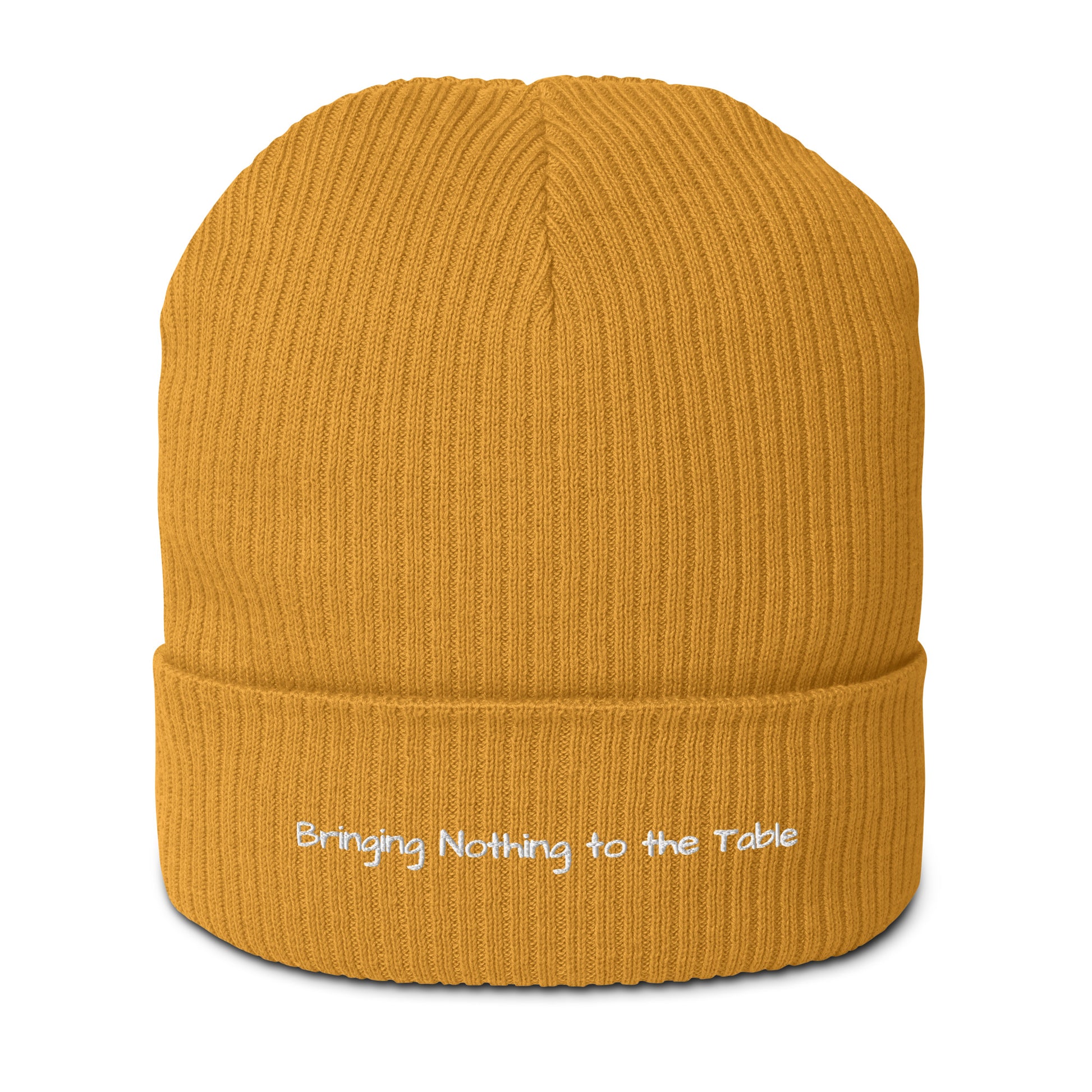 Bringing Nothing to the Table - Sarcastic Beanie in Beanie Mustard Yellow - Front View | Sarcastic Beanie | PureSarcasm
