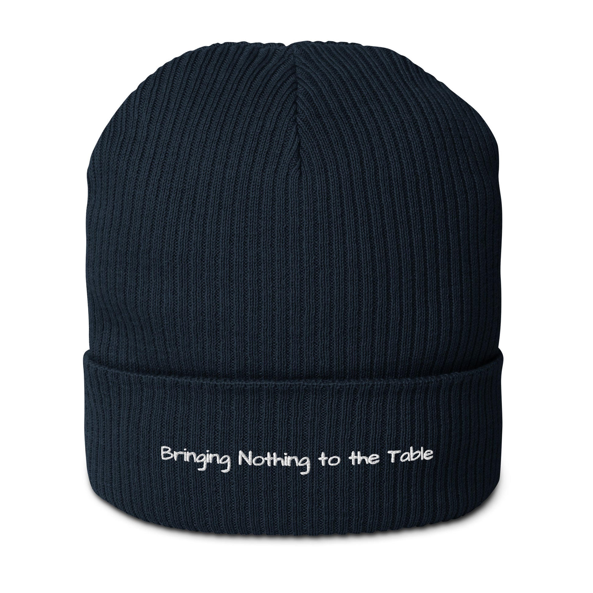 Bringing Nothing to the Table - Sarcastic Beanie in Beanie Oxford Navy - Front View | Sarcastic Beanie | PureSarcasm