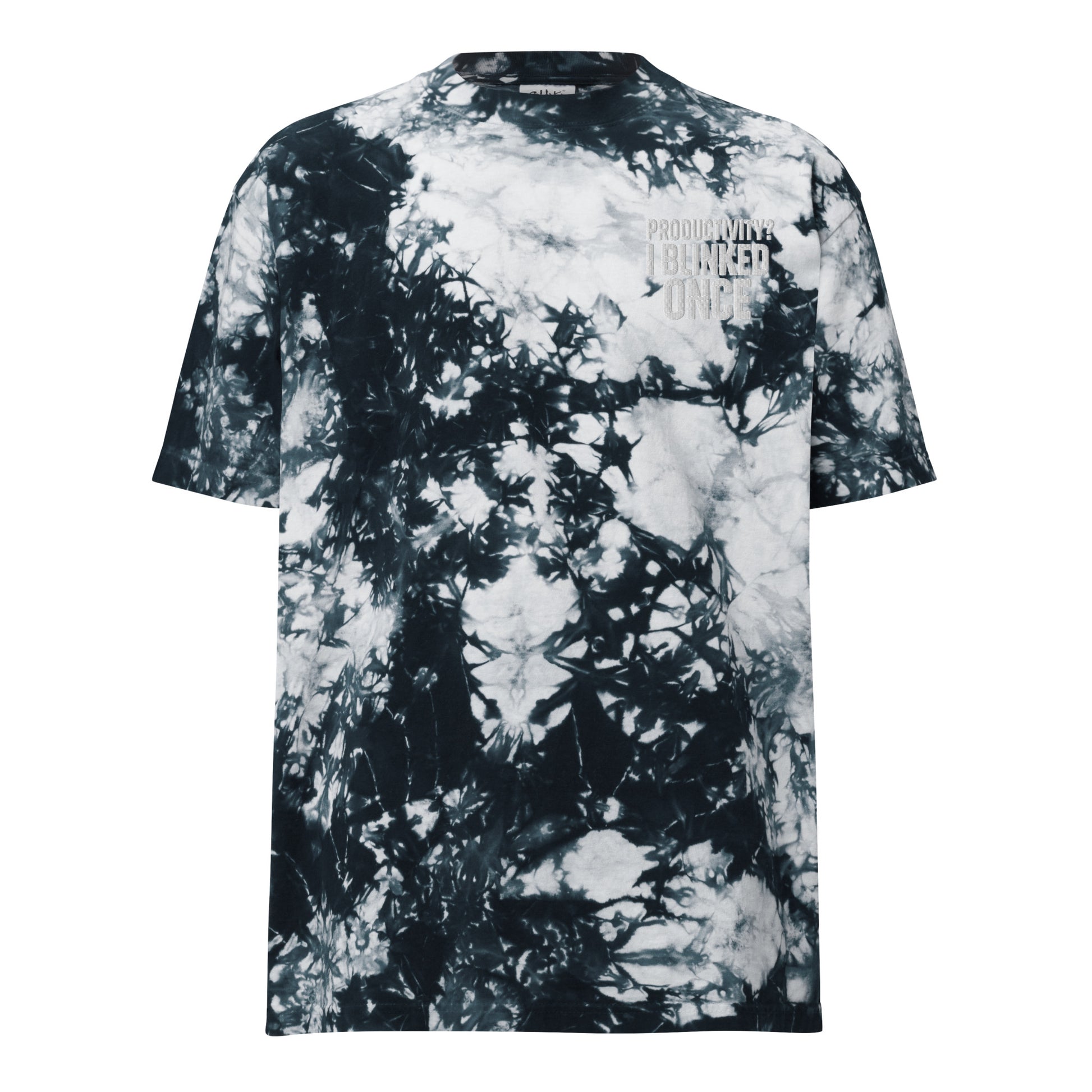 Productivity? I Blinked Once. sarcastic t-shirt - black white, front view