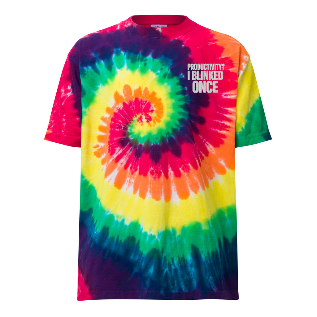 Productivity? I Blinked Once. sarcastic t-shirt - classic rainbow, front view
