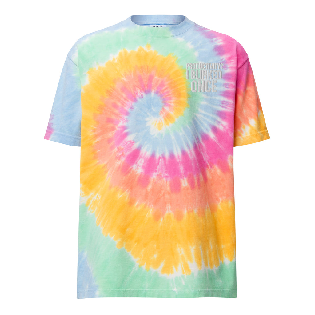 Productivity? I Blinked Once. sarcastic t-shirt - sherbet rainbow, front view