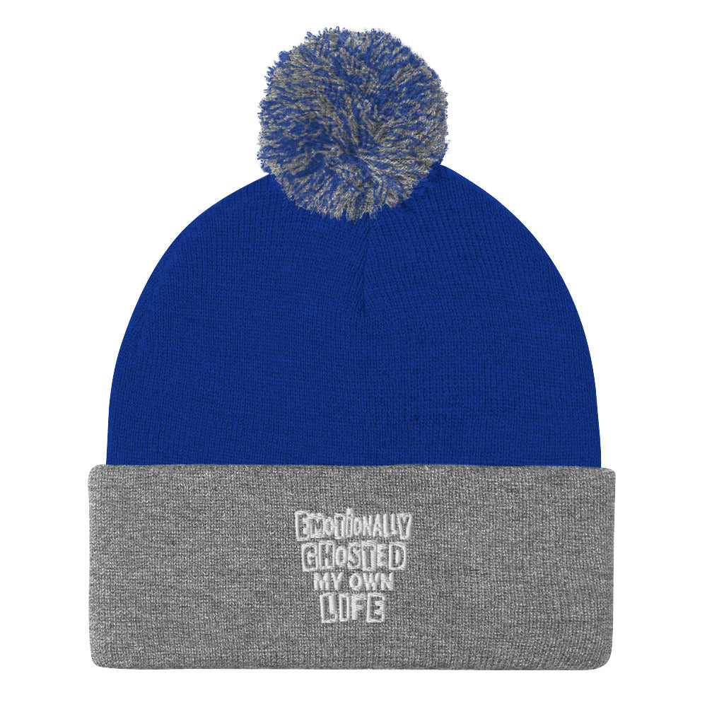 Emotionally Ghosted My Own Life - Sarcastic Beanie in Royal Heather Grey - Front View | Sarcastic Beanie | PureSarcasm