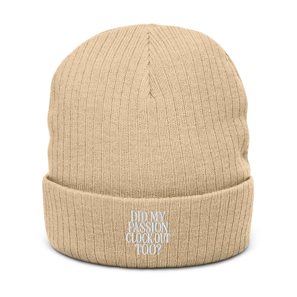 PureSarcasm sarcastic beanie - knit beige, front view