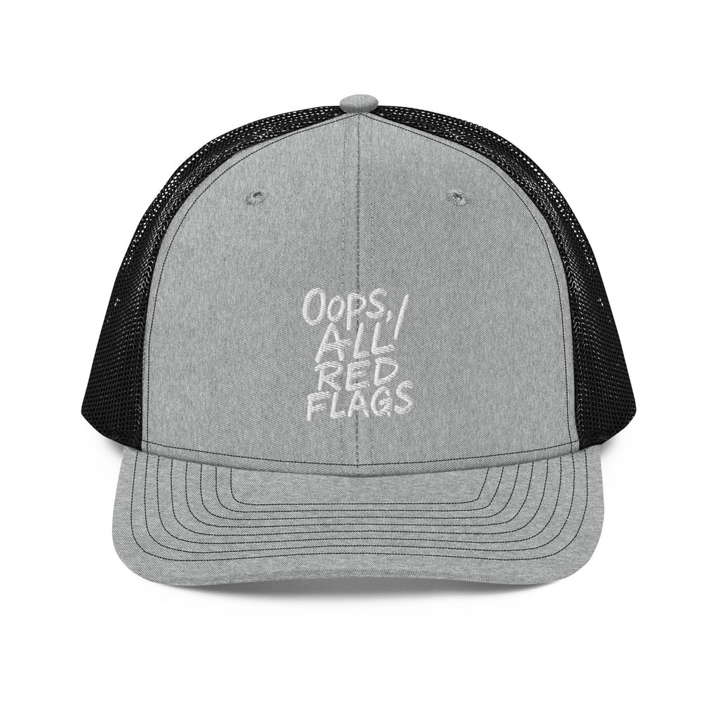 Oops, All Red Flags - Sarcastic Hat in Heather Grey Black - Front View | Sarcastic Hat | PureSarcasm