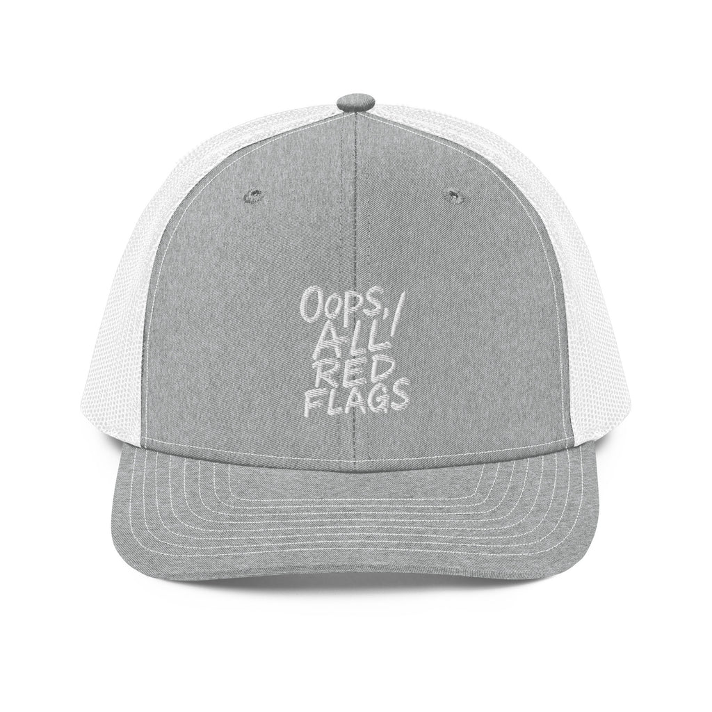 Oops, All Red Flags - Sarcastic Hat in Heather Grey White - Front View | Sarcastic Hat | PureSarcasm